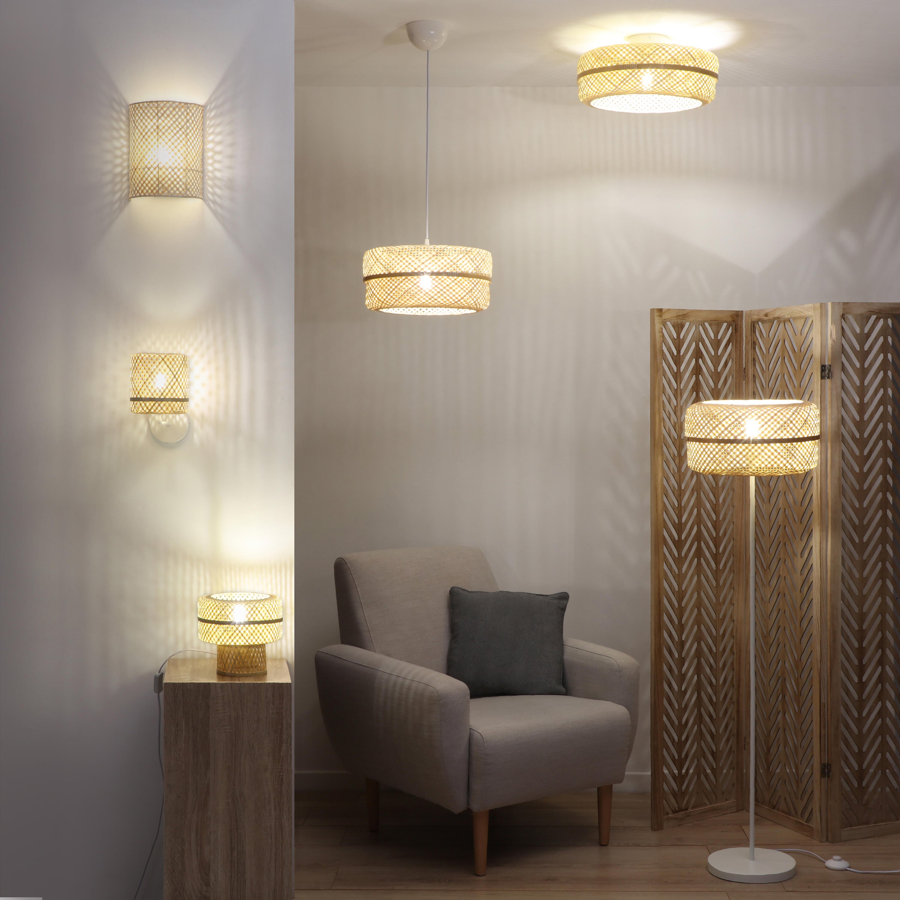 Kinkiet Palanga biały bambus E14 25 cm Inspire - 6