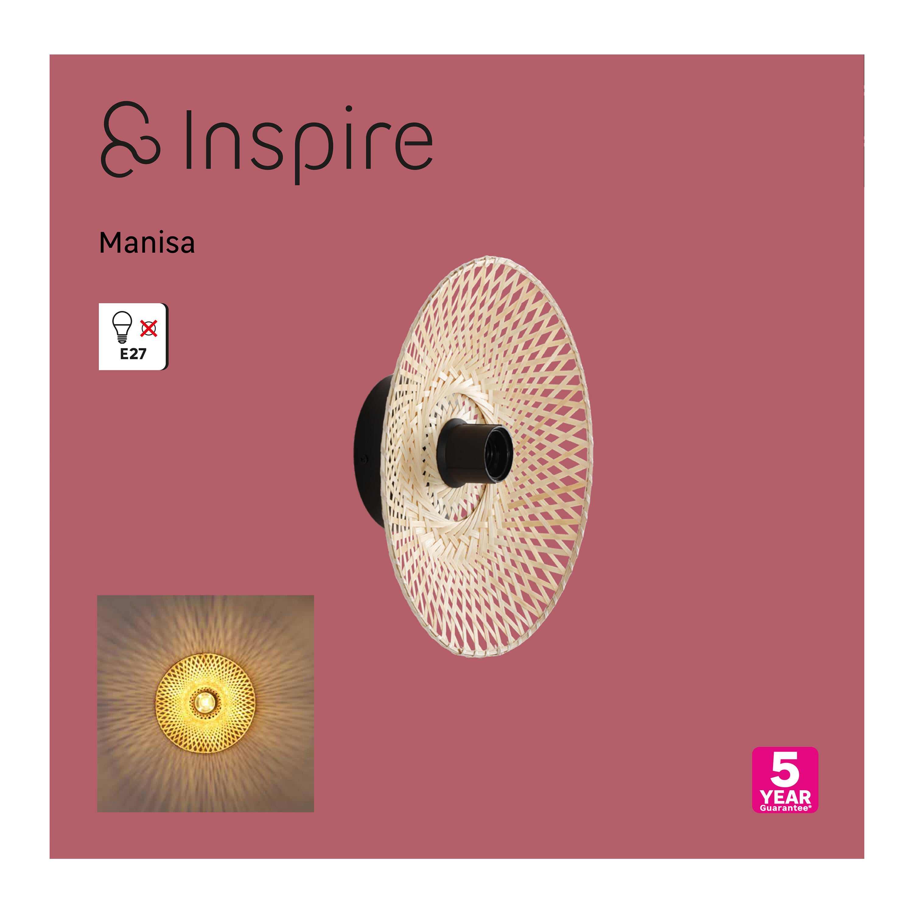 Applique E27, fer / bambou, beige, Manisa, INSPIRE - 10