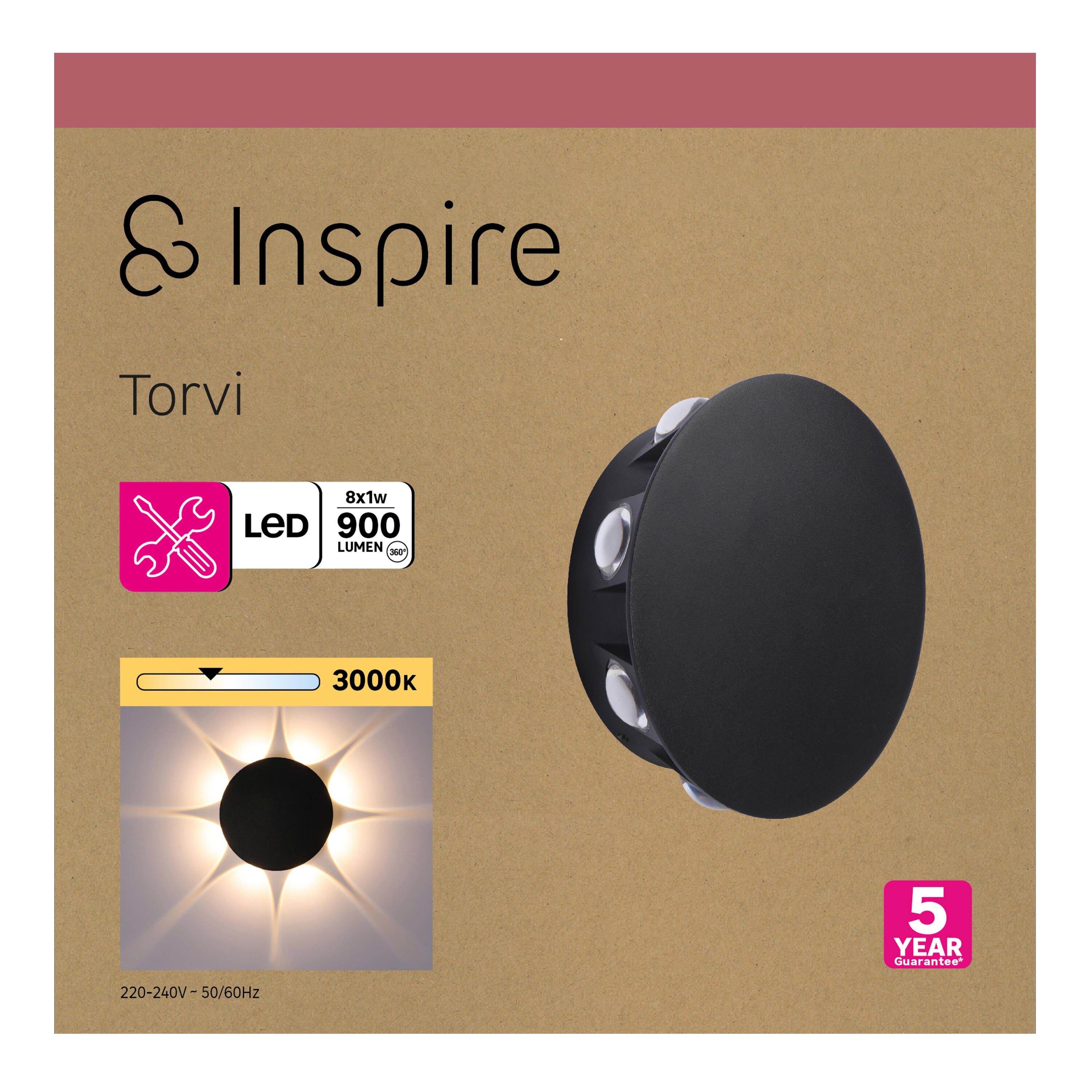 Candeeiro de parede led Inspire Torvi 1 luz  4000k d16 cm preto - 7