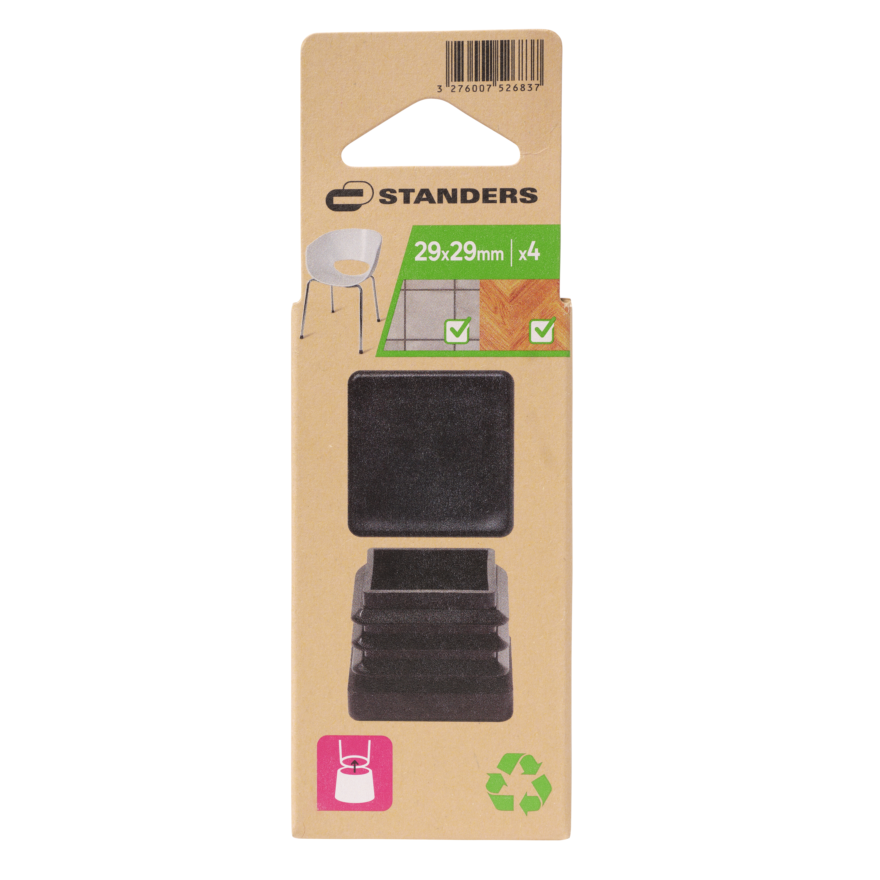 Nakładki ochronne czarne 30 x 30 mm 4 szt. Standers