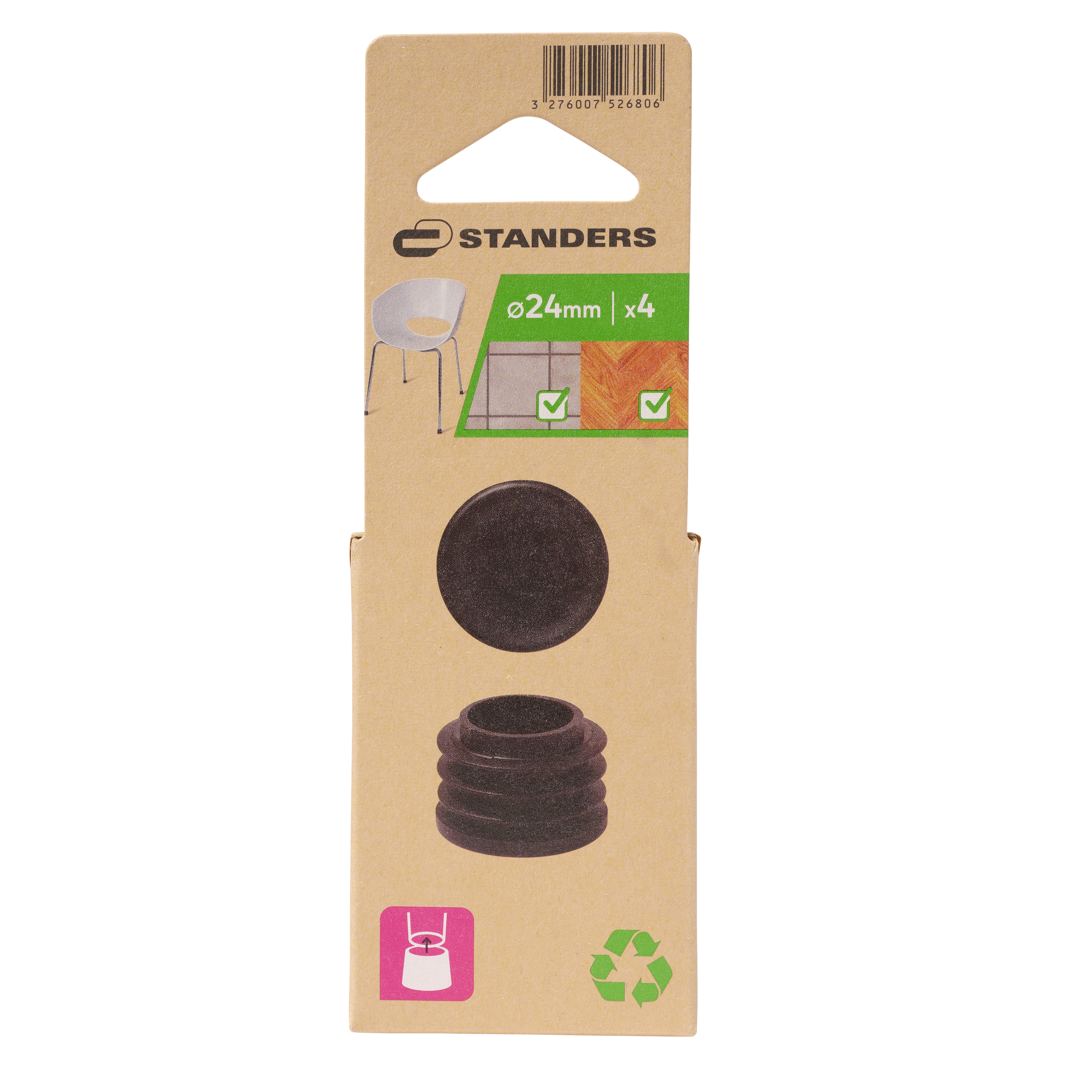 4 contera redondas standers de plástico negro ø 25 mm