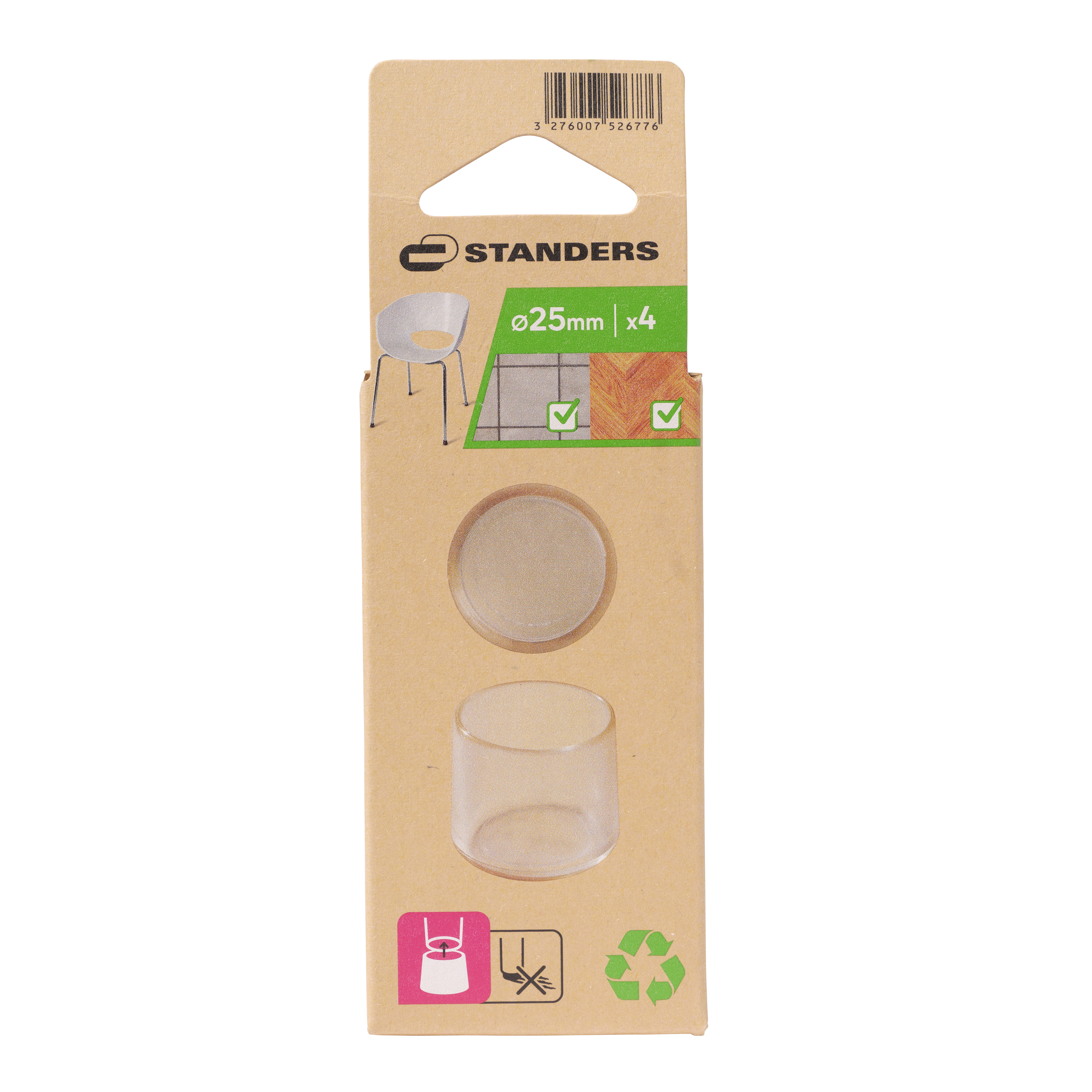 4 contera redondas standers de pvc transparente ø 25 mm