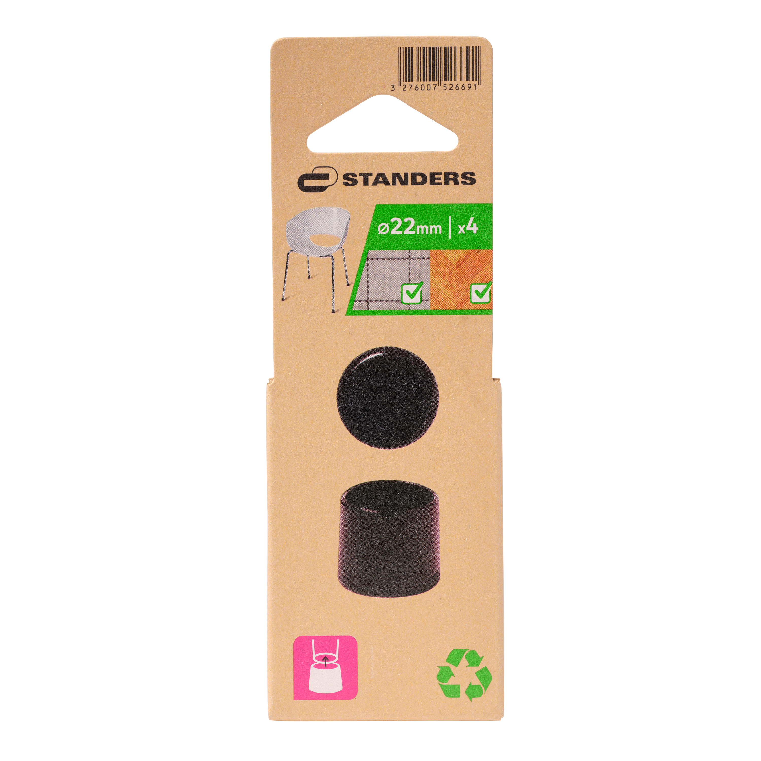 Nakładki ochronne czarne 22 mm 4 szt. Stander