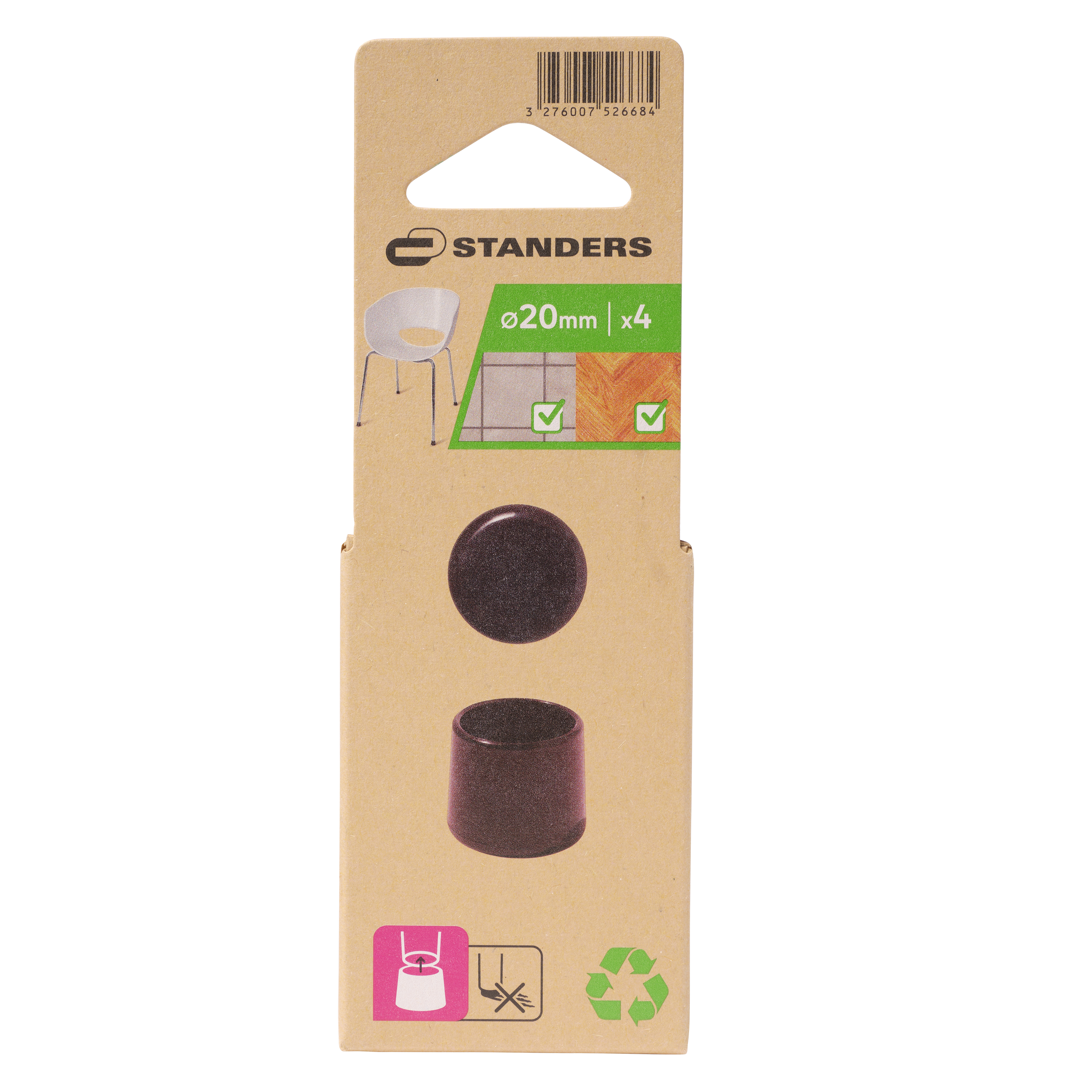 4 contera redondas standers de pvc negro de ø 20 mm
