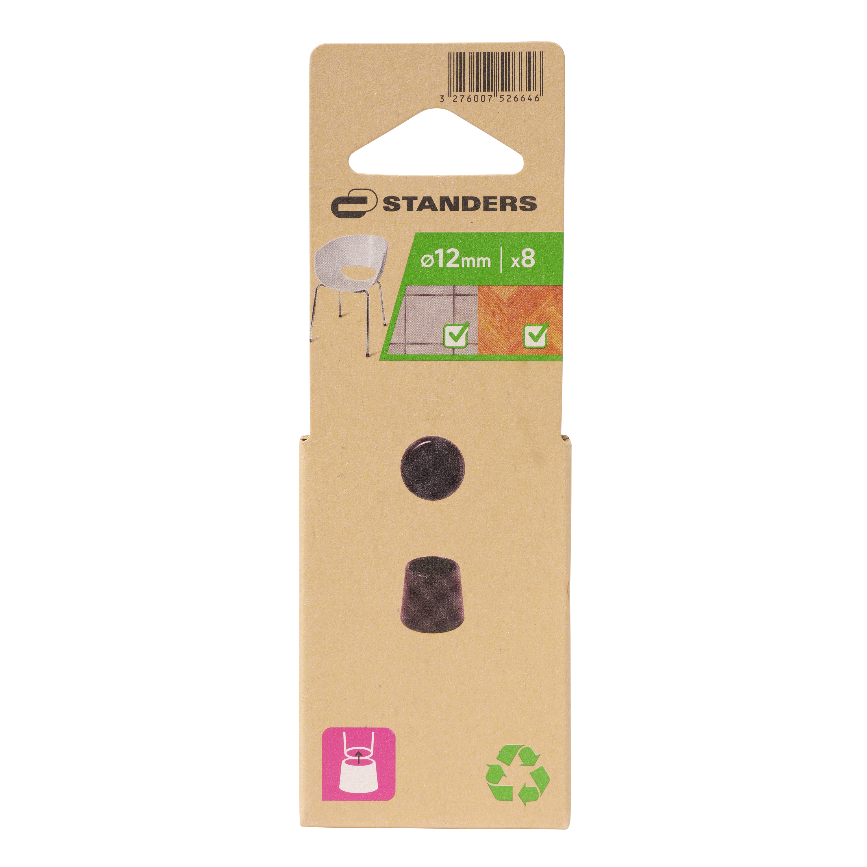 8 contera redondas standers de pvc negro ø 12 mm