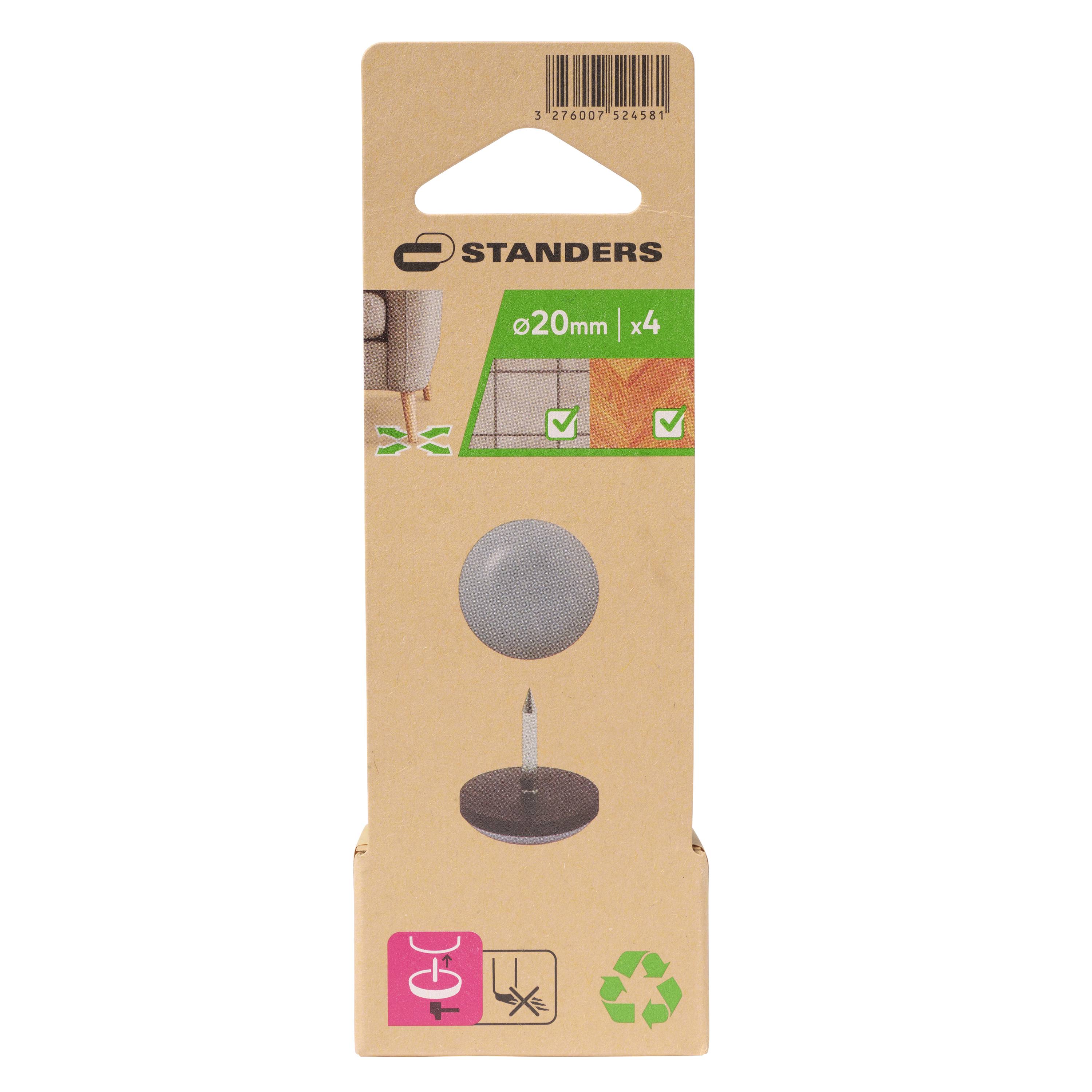 4 patín redondos clavar standers de ptfe gris ø 20 mm