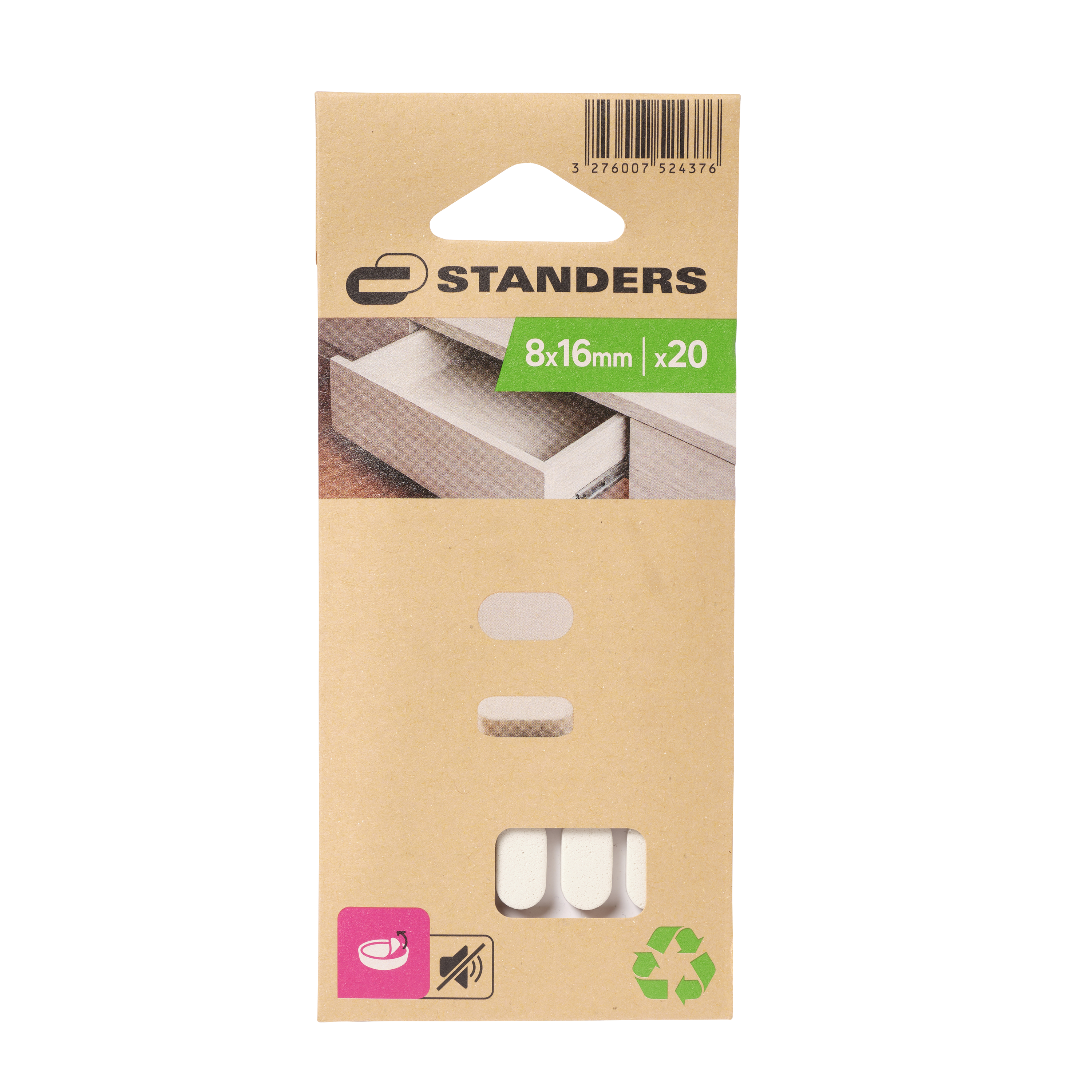 20 patín rectangulares standers de plástico blanco de 8x16 mm