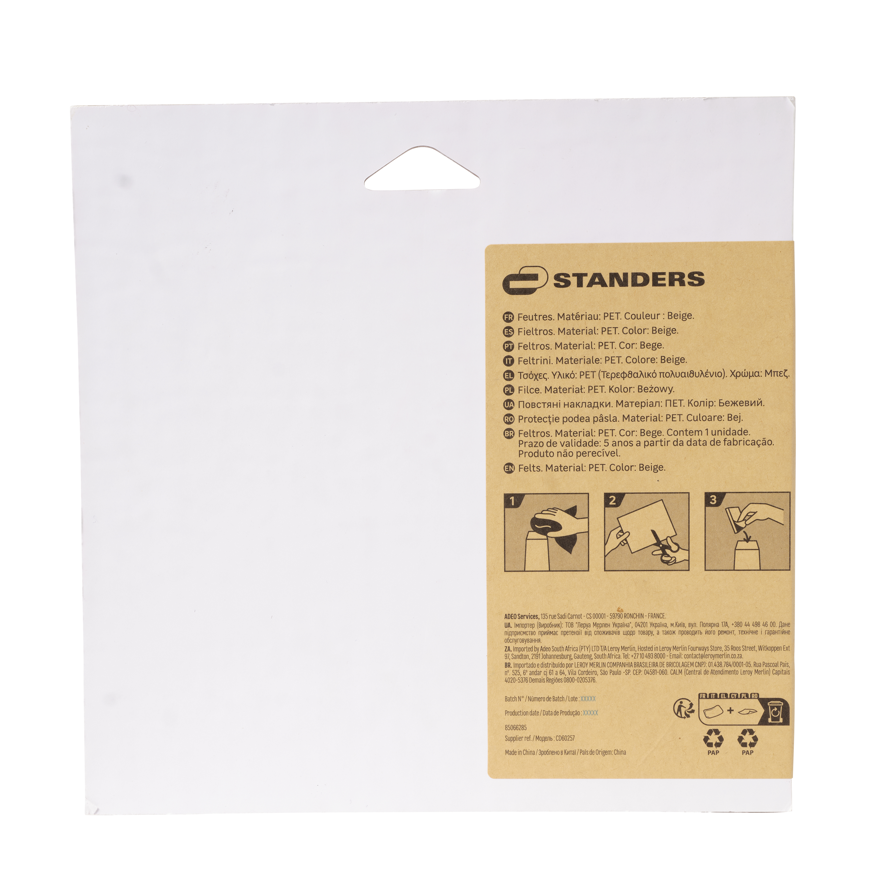 Podkładka filcowa samoprzylepna do cięcia 200 x 200 mm 1 szt. Standers - 12