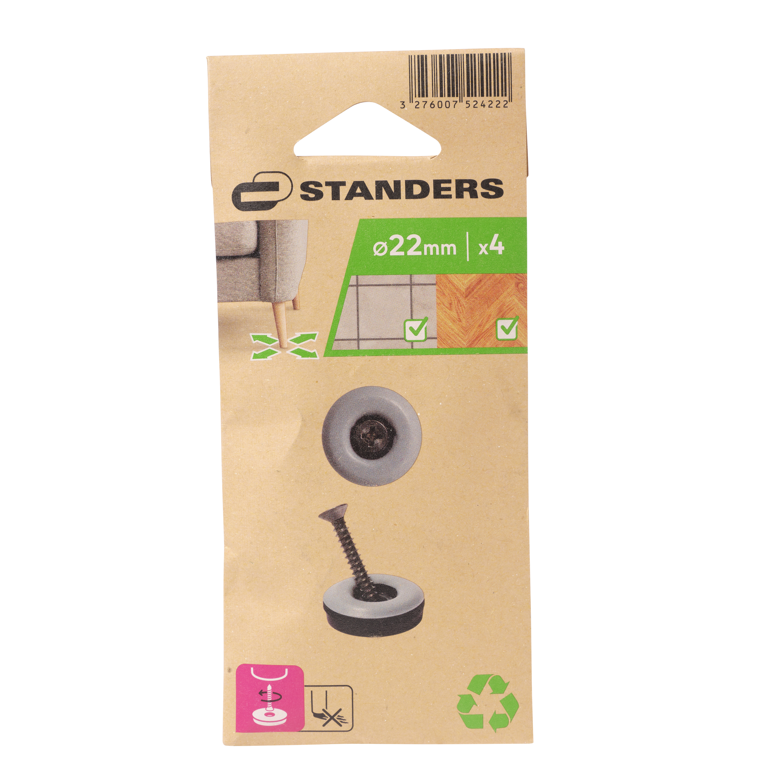 4 patín redondos standers de ptfe gris ø x22 mm