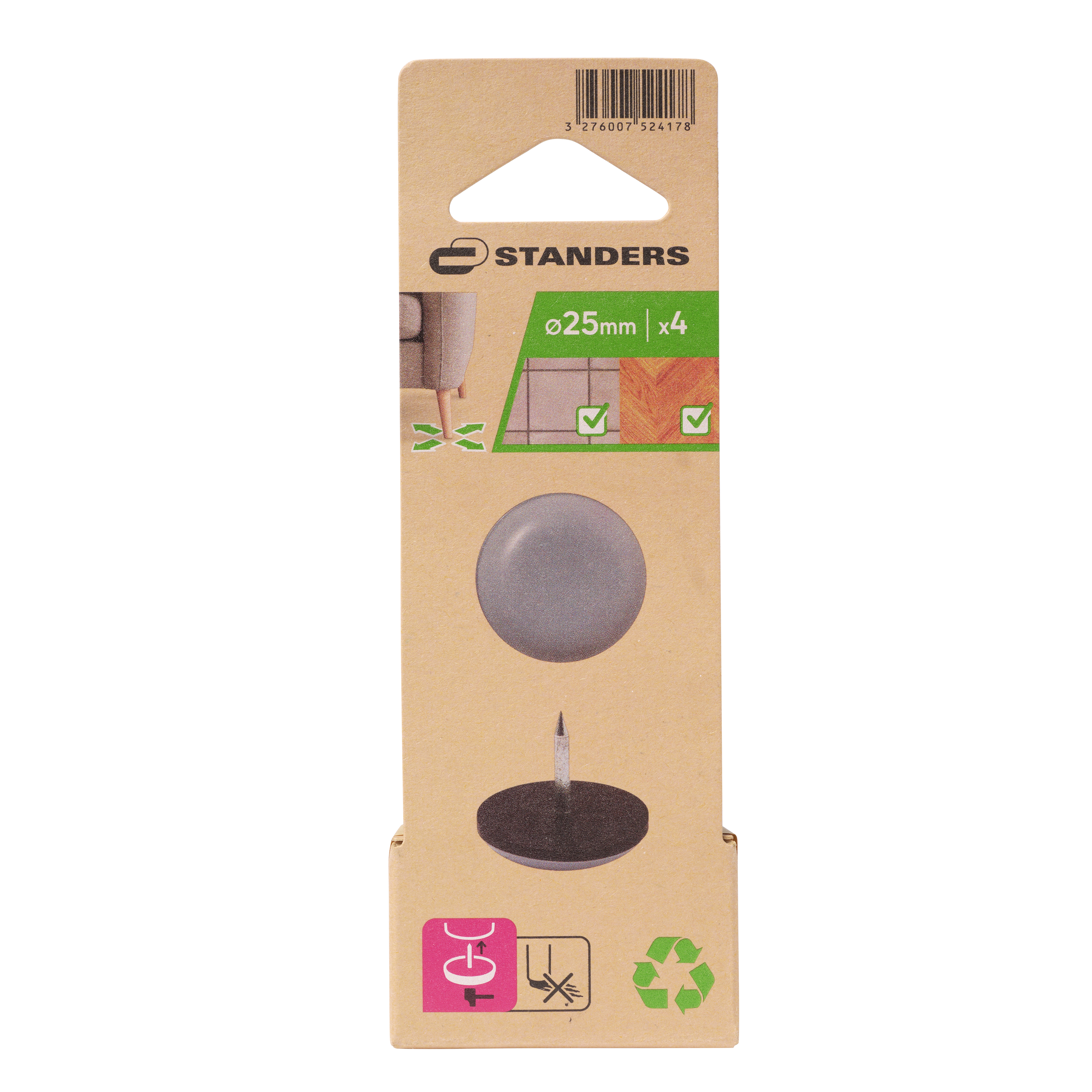 4 patín redondos clavar standers de ptfe gris ø 25 mm
