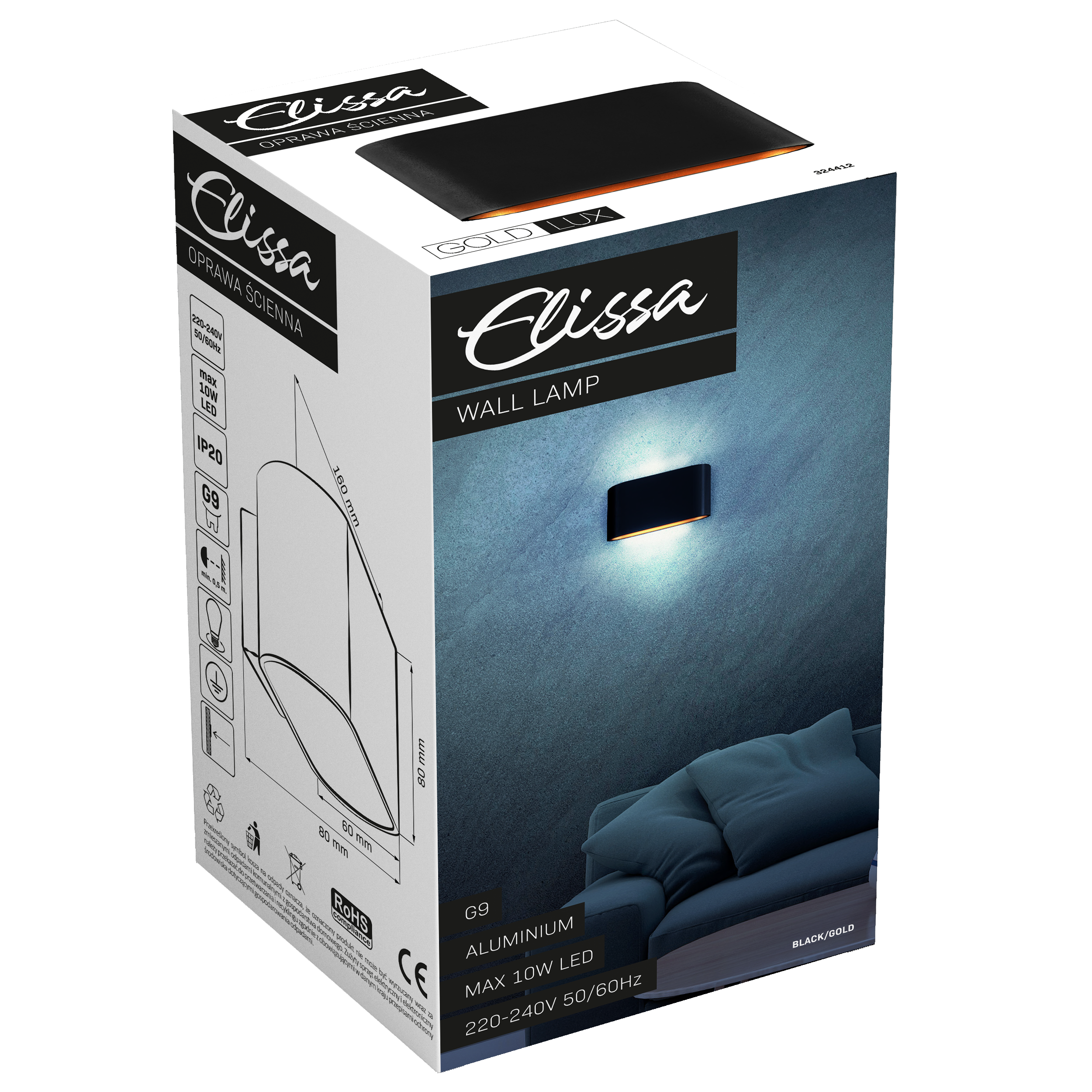 Kinkiet Elissa czarno-złoty G9 Goldlux - 4