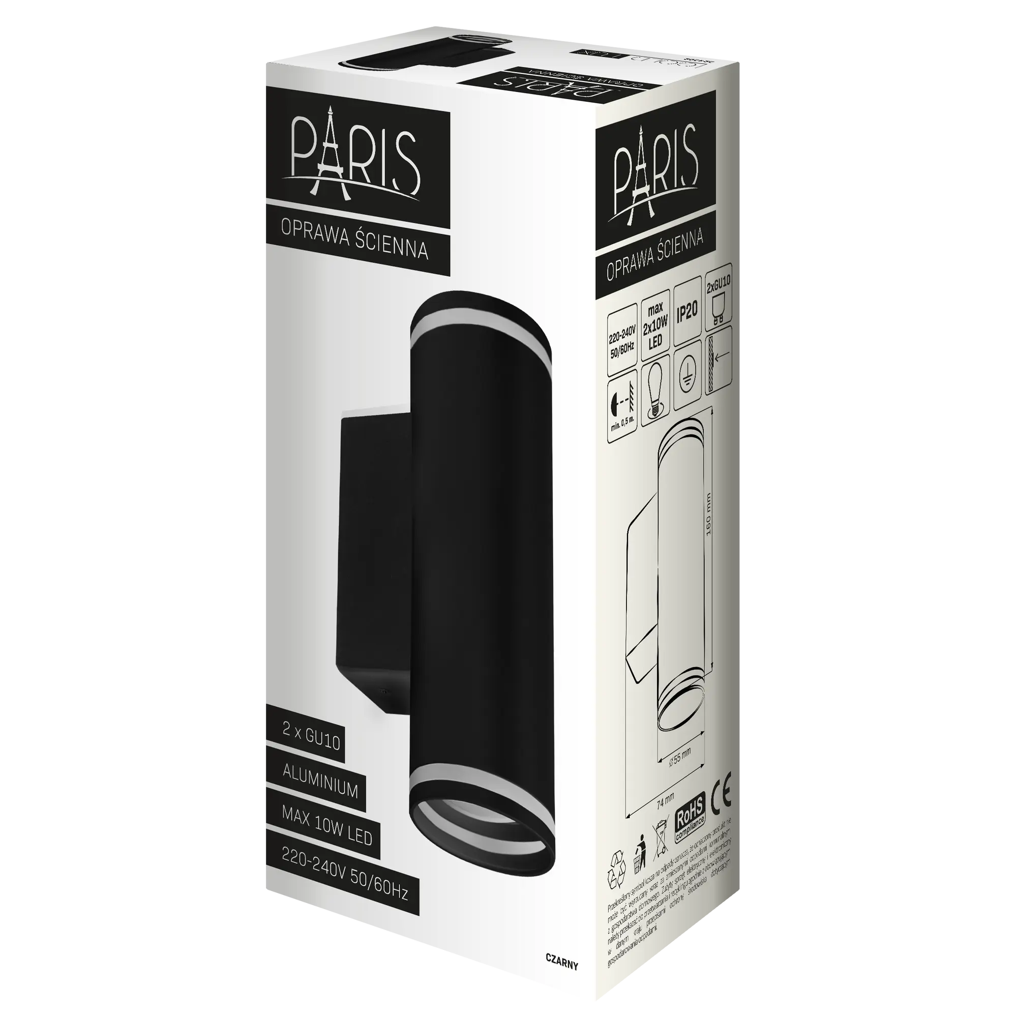 Kinkiet Paris czarny 2 x GU10 Goldlux - 8