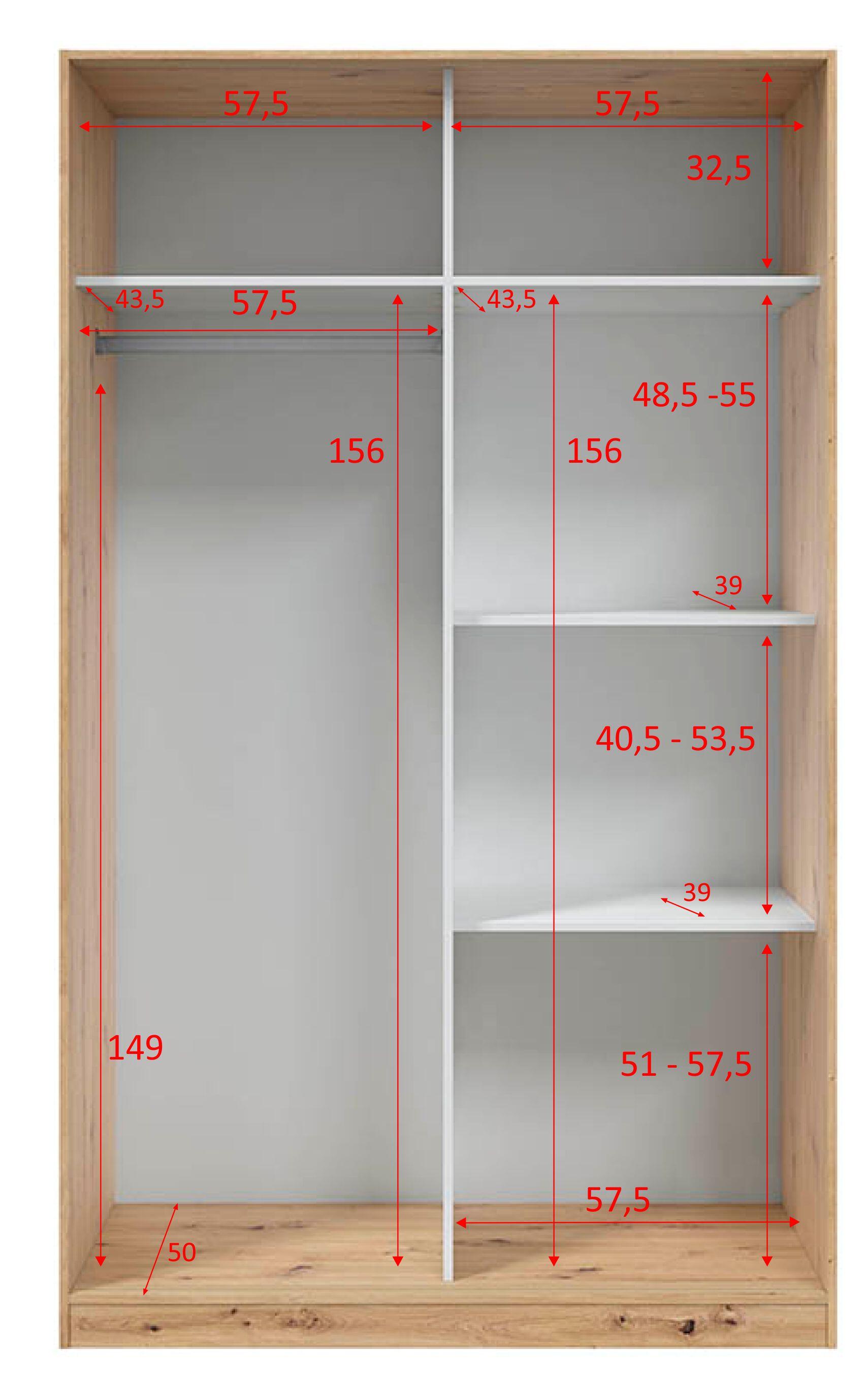 Roupeiro branco e carvalho 120x50x200cm Fores Garona - 7
