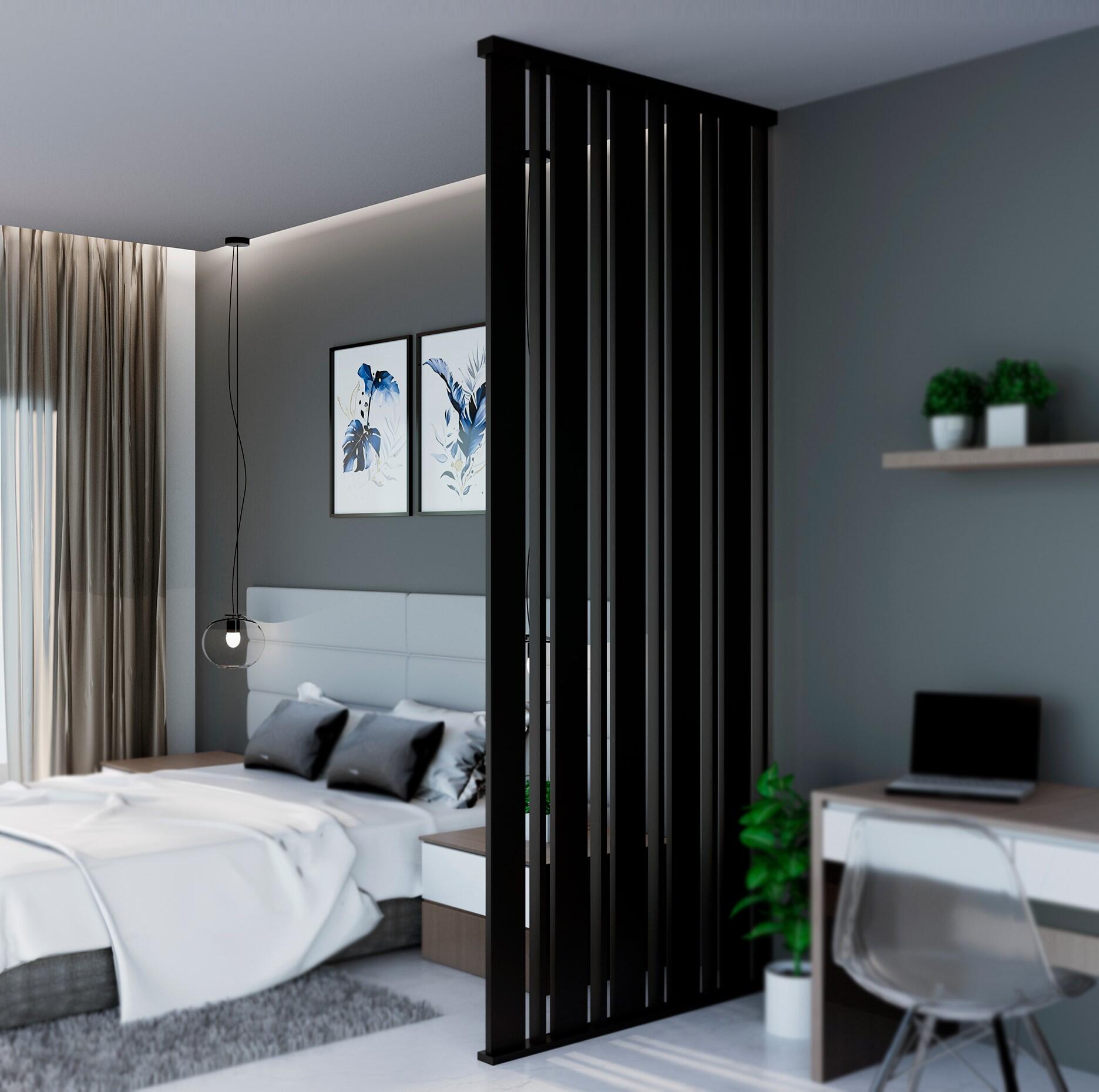 Separador de ambiente atelier aluminio lacado negro de 10 barras artens apto para exterior 100x250 cm (ancho x alto)