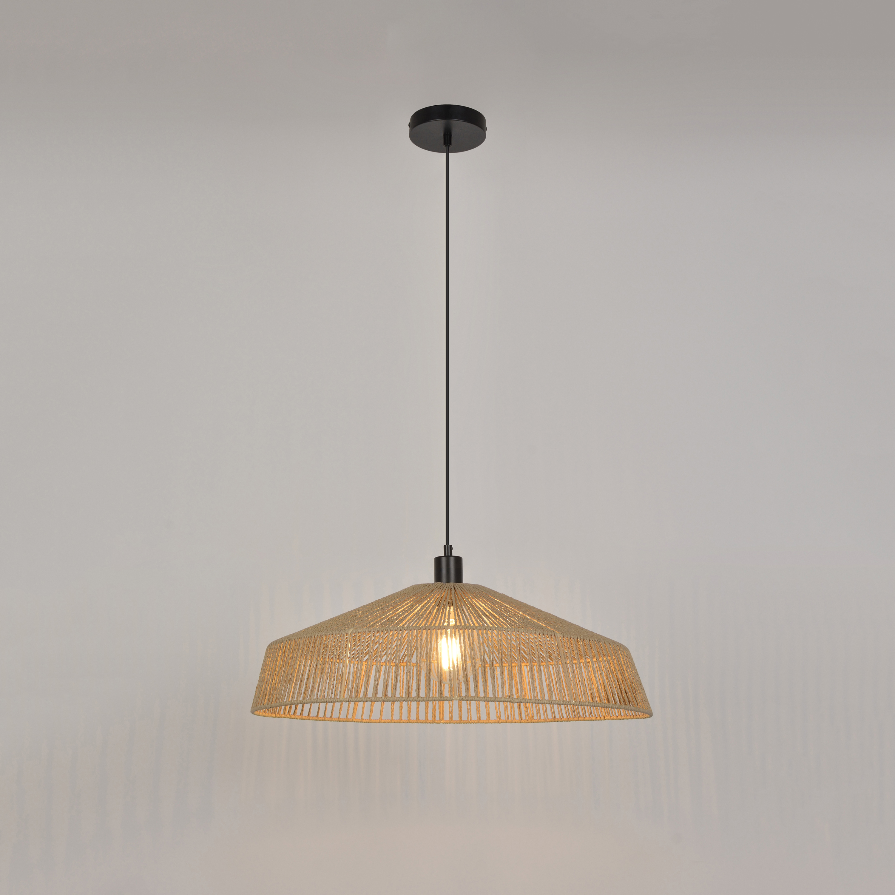 Candeeiro de teto suspenso MIKONA E27 1 luz D58cm branco corda inspire - 24