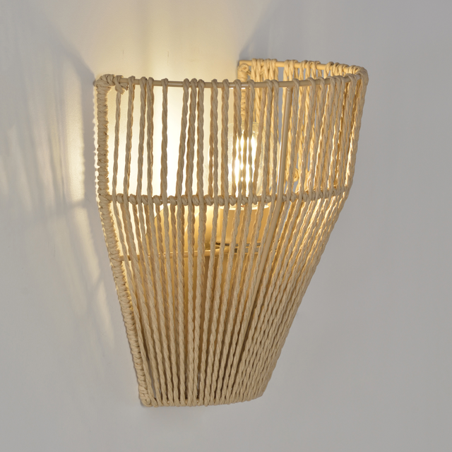 Applique murale E14, fer / papier, beige, Mikona, INSPIRE