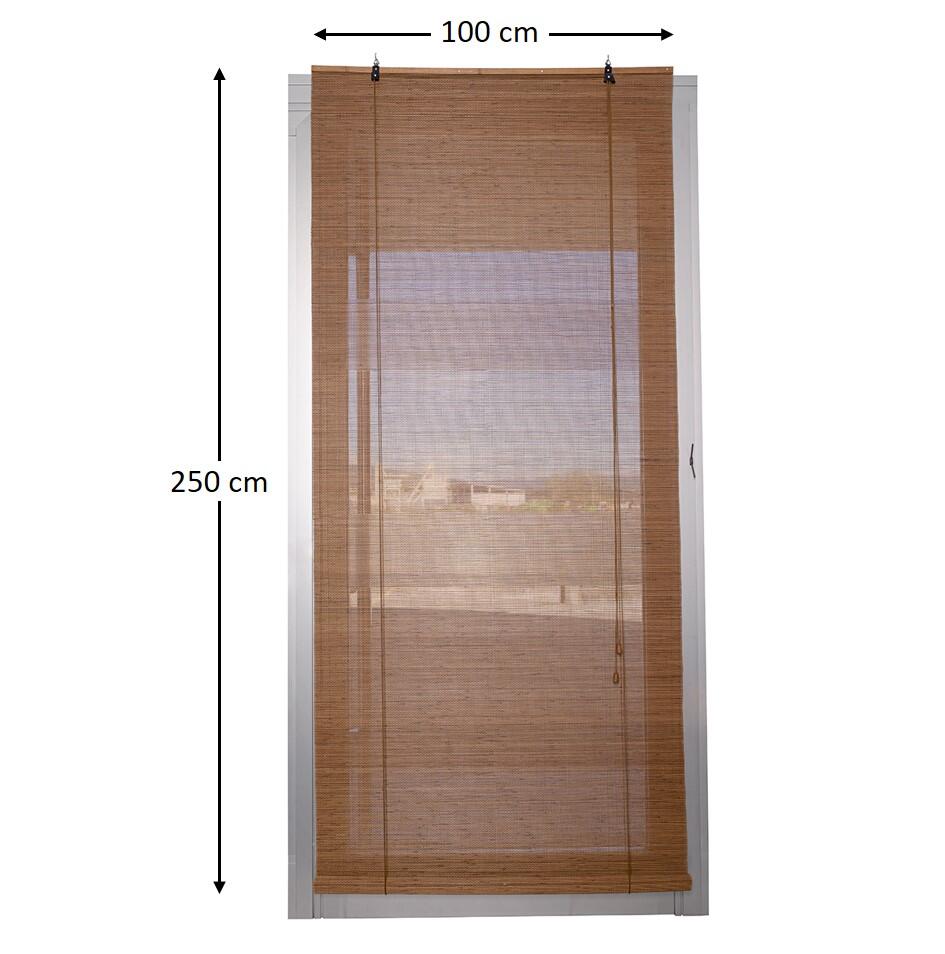 Estor enrollable translúcido  con cordón Bambú Nogal bambú liso nogal  de 100x250cm - 2