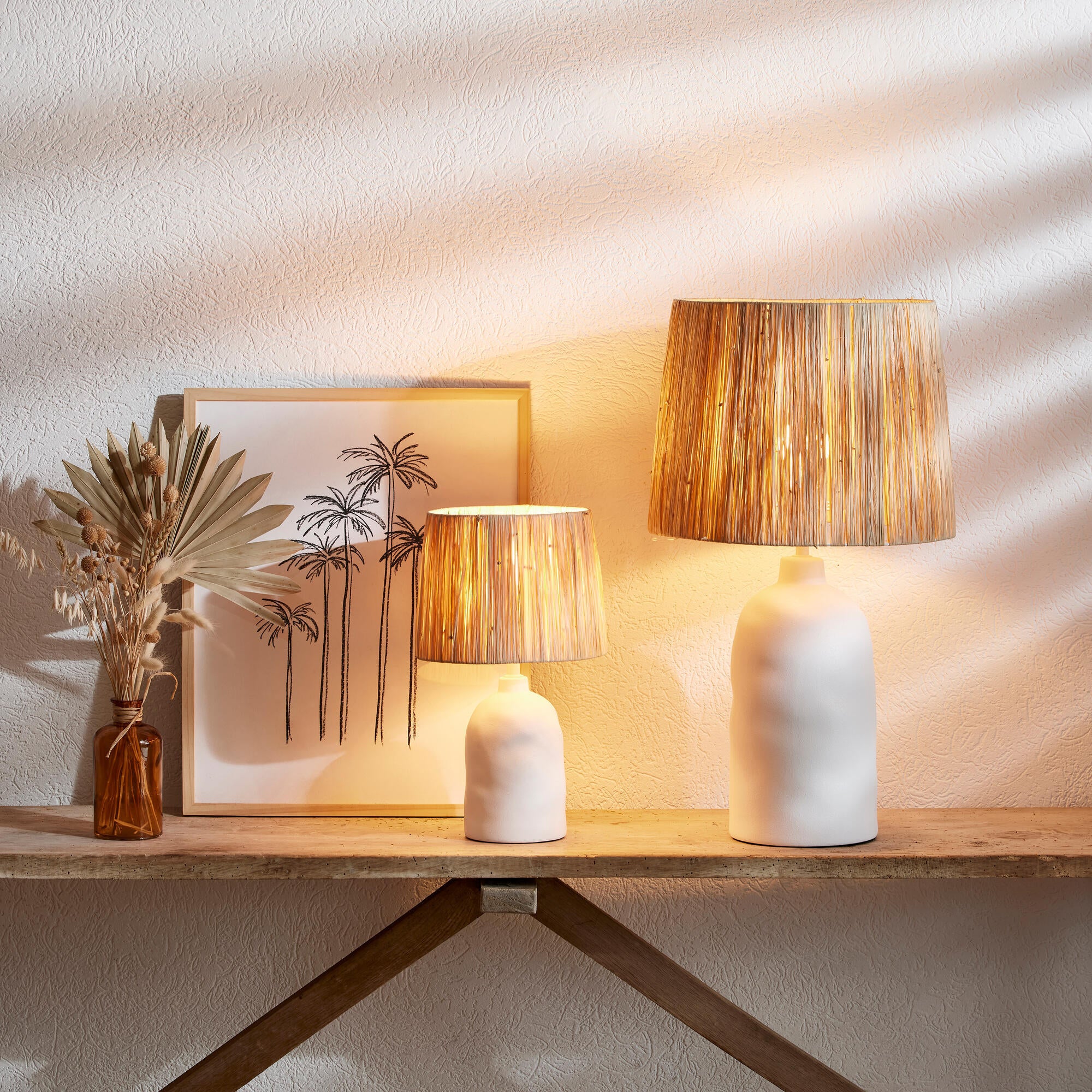 Lampa stołowa Bomoa biała raffia E27 Inspire - 20