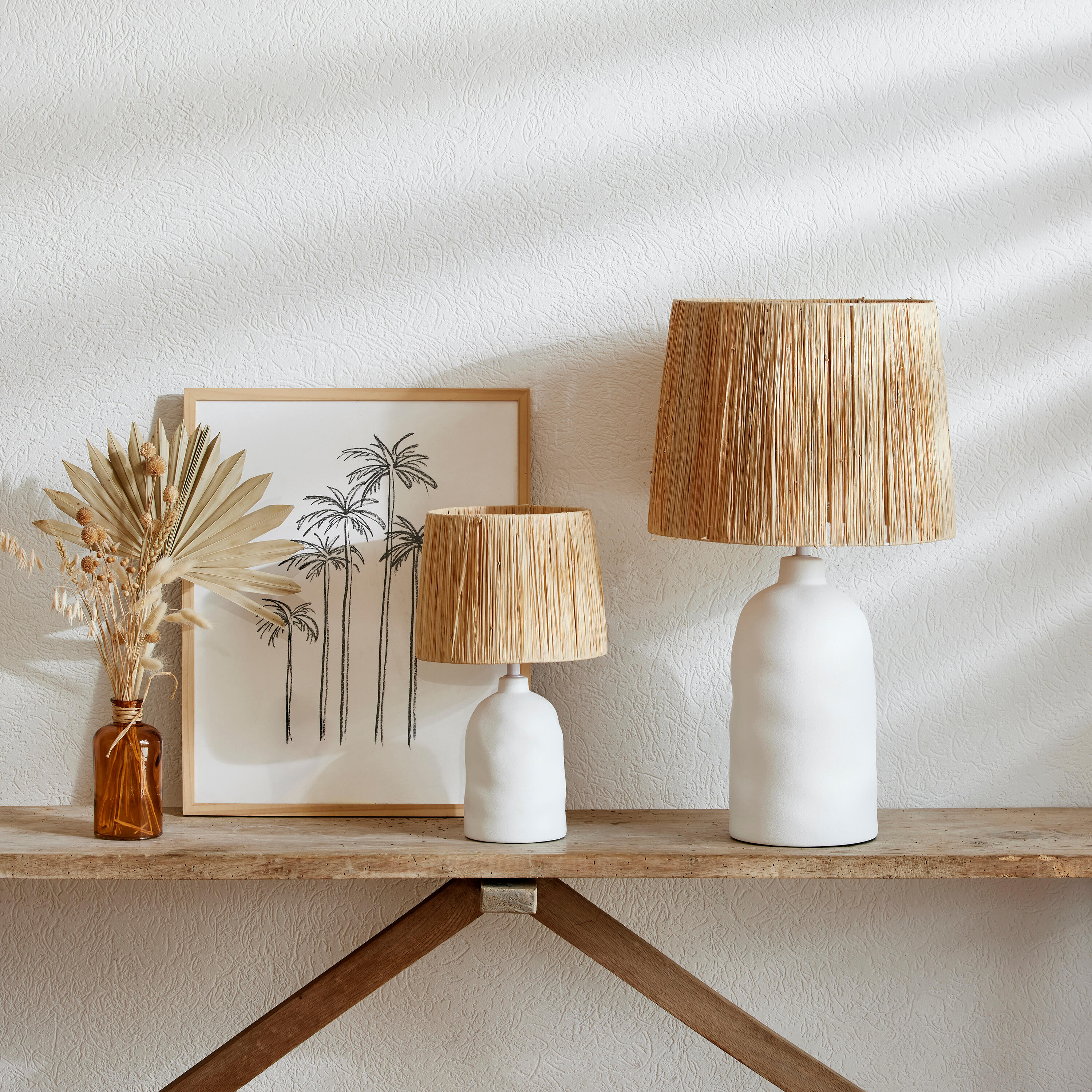 Lampa stołowa Bomoa biała raffia E27 Inspire - 19