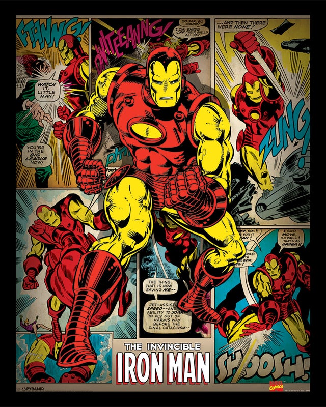 Stampa incorniciata Iron man-retro nero 44 x 54 cm