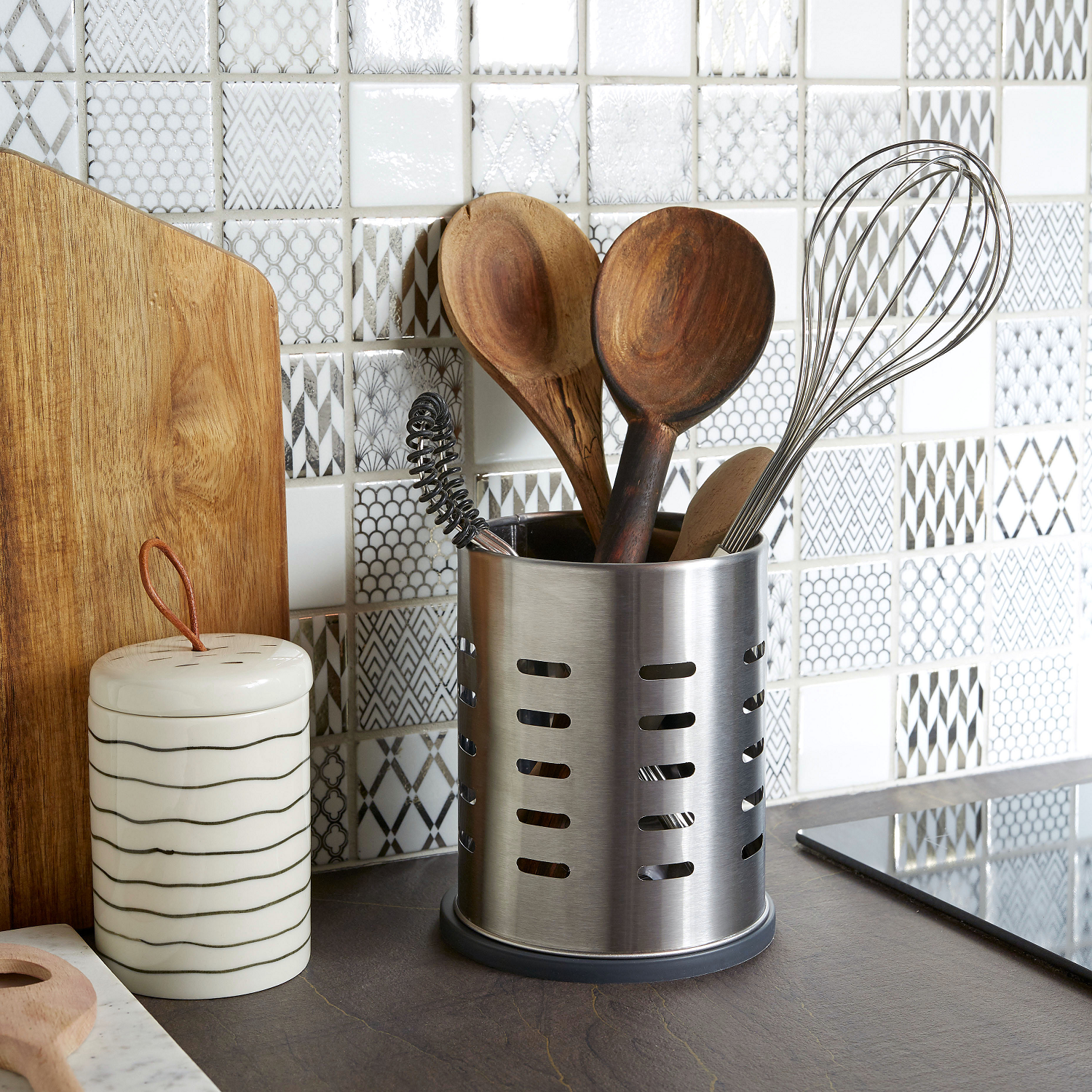 Escorredor de talheres aço inoxidável cinza 12 x 12 x 13 cm Delinia - 8