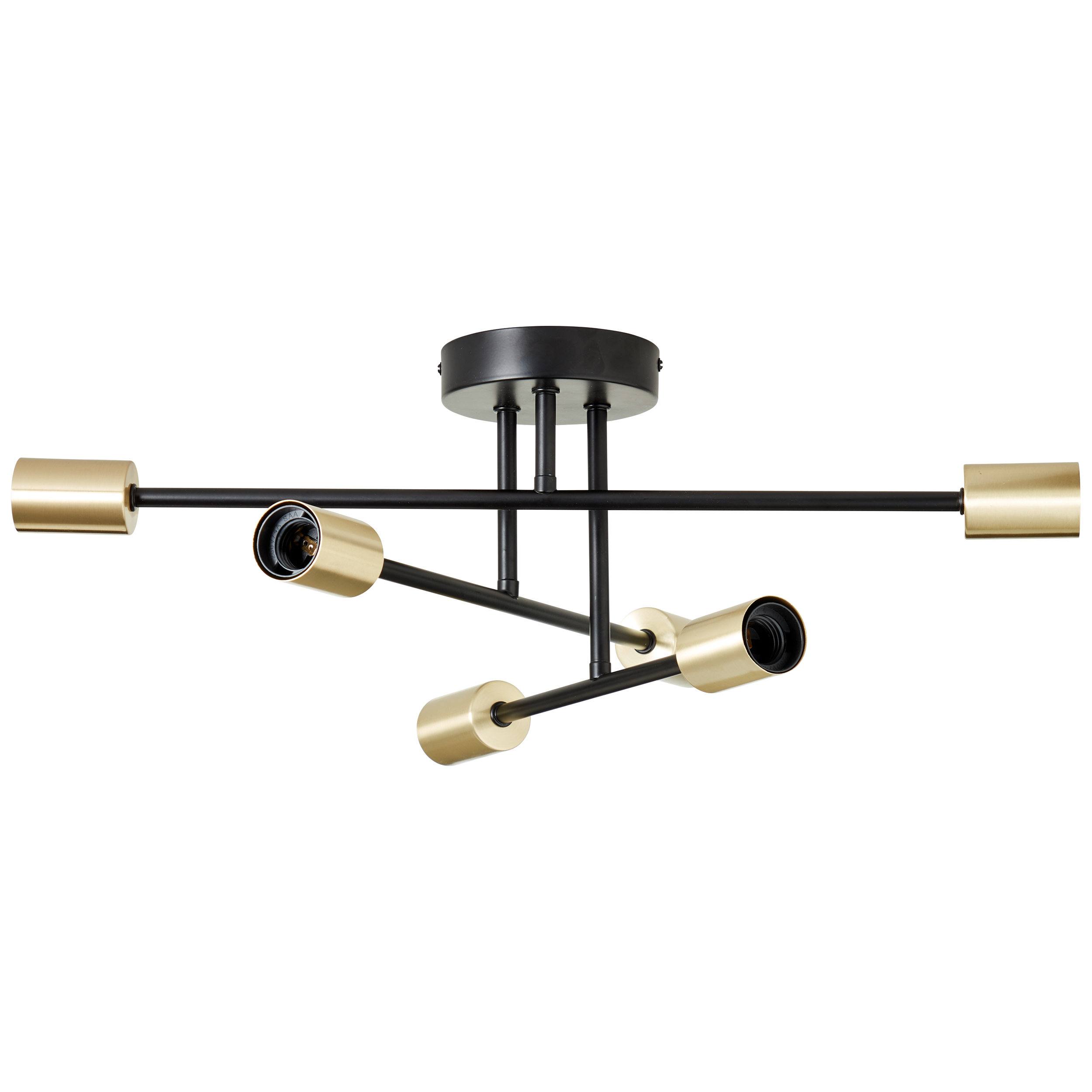 Plafonnier 6 x E27, glamour, métal noir et laiton, Lina, INSPIRE, L.50 Cm - 8