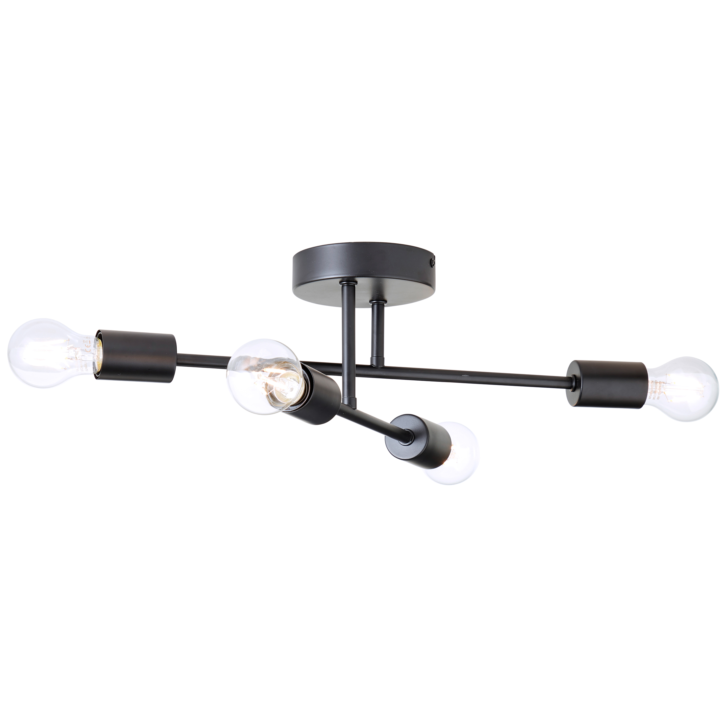 Candeeiro de teto E27 4 luzes 50 cm metal preto Inspire Lina - 4