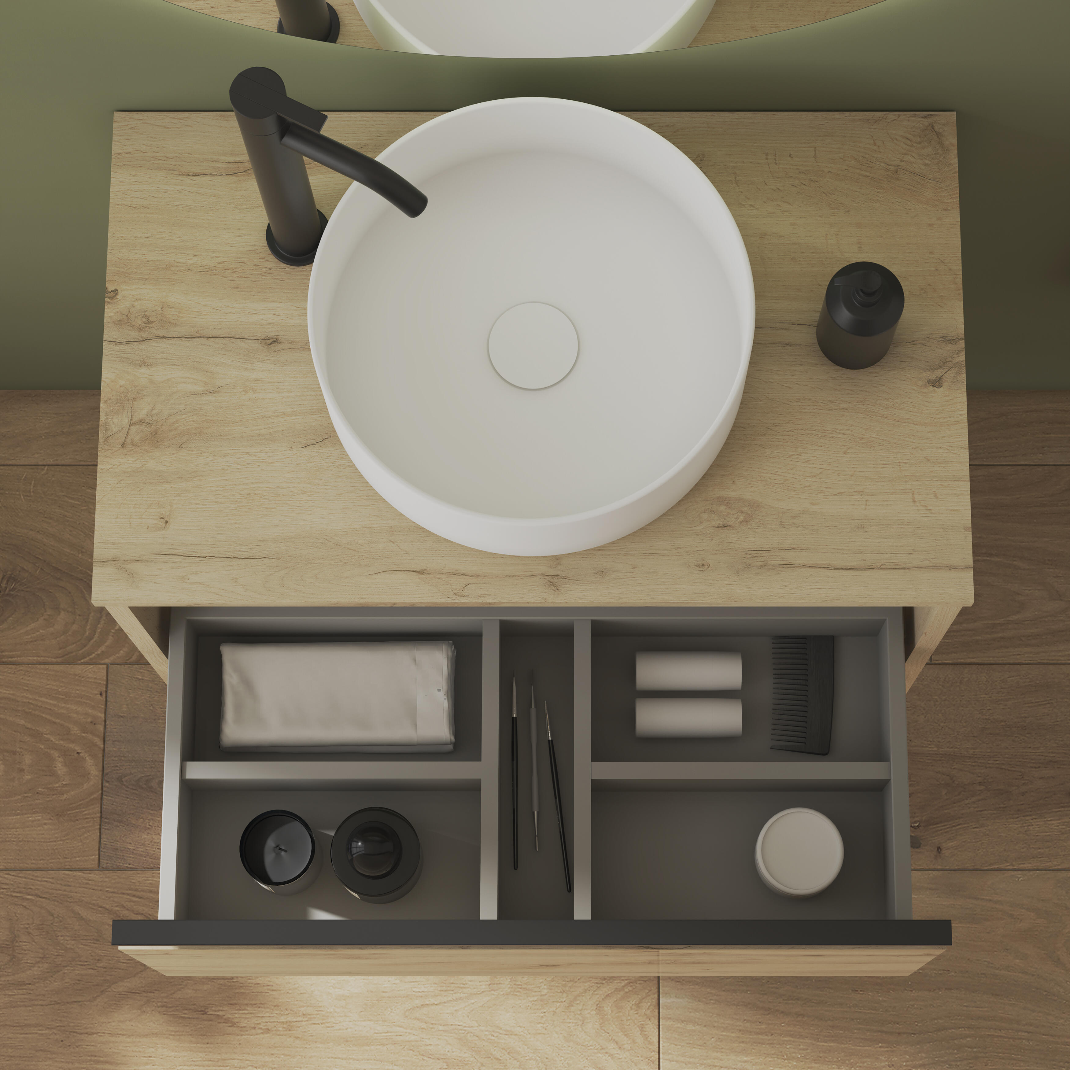 Mueble de baño con lavabo  Klein roble claro mate 70x35 cm - 4