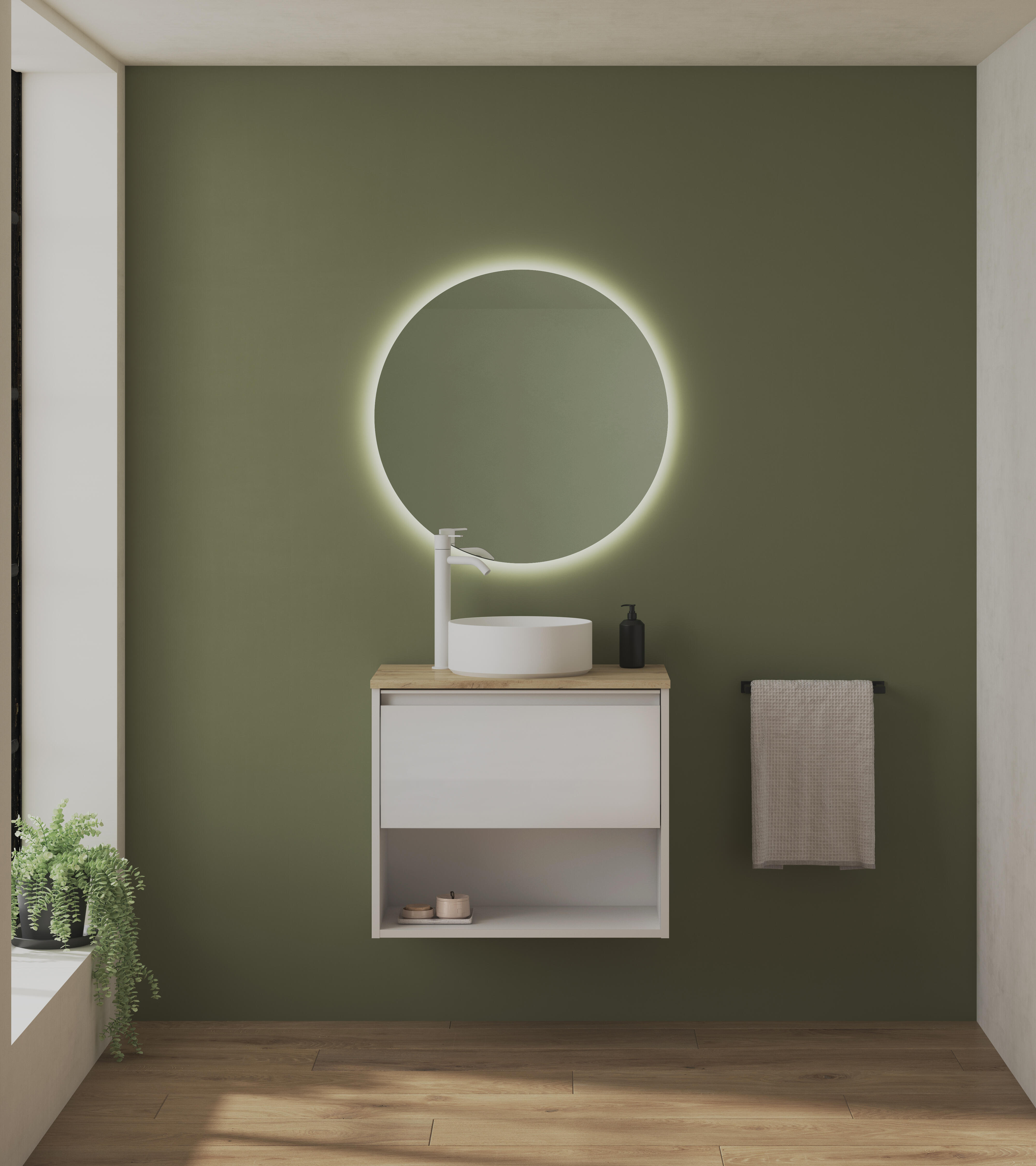 Mueble de baño con lavabo klein blanco brillante 60x35 cm