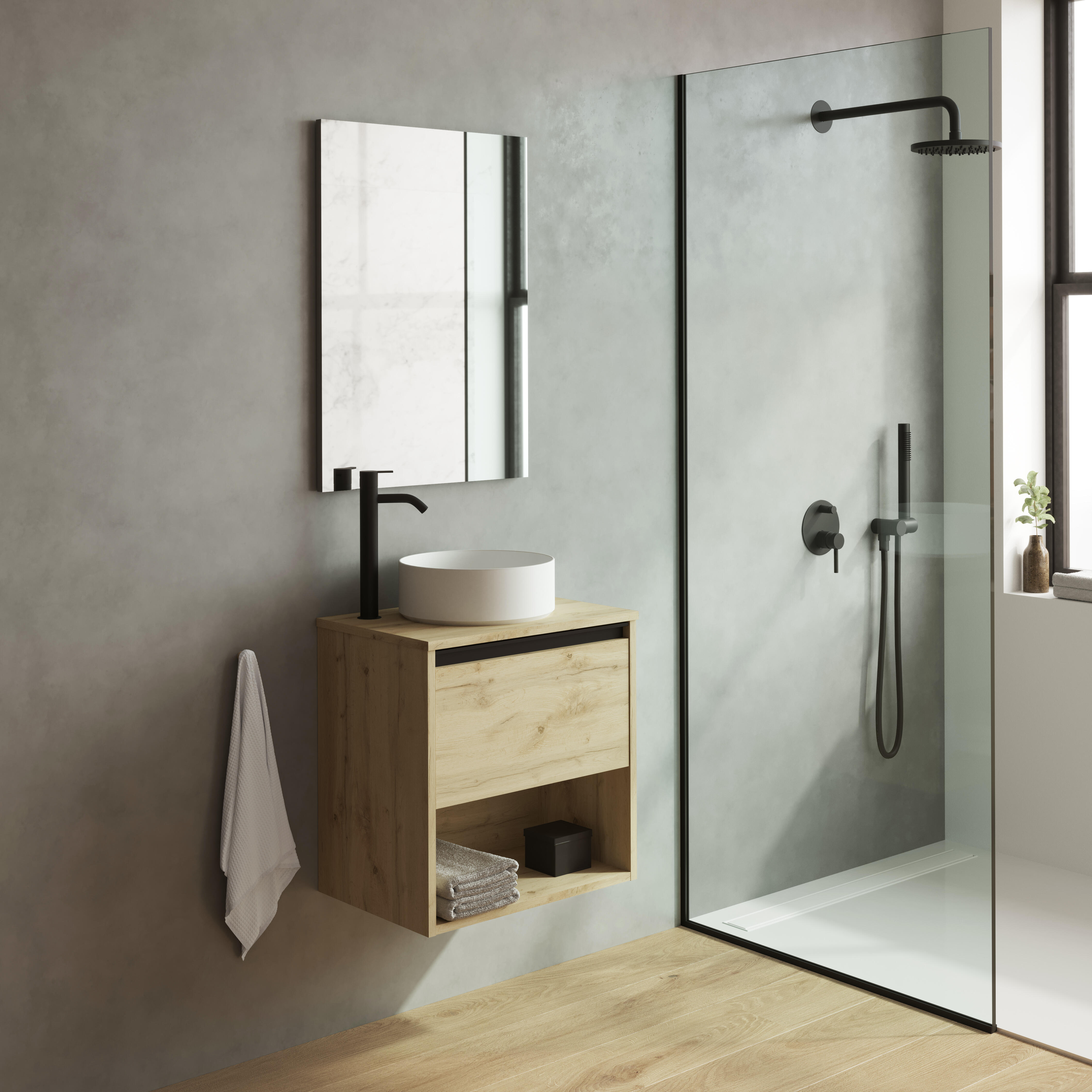 Mueble de baño con lavabo klein roble claro mate 50x35 cm