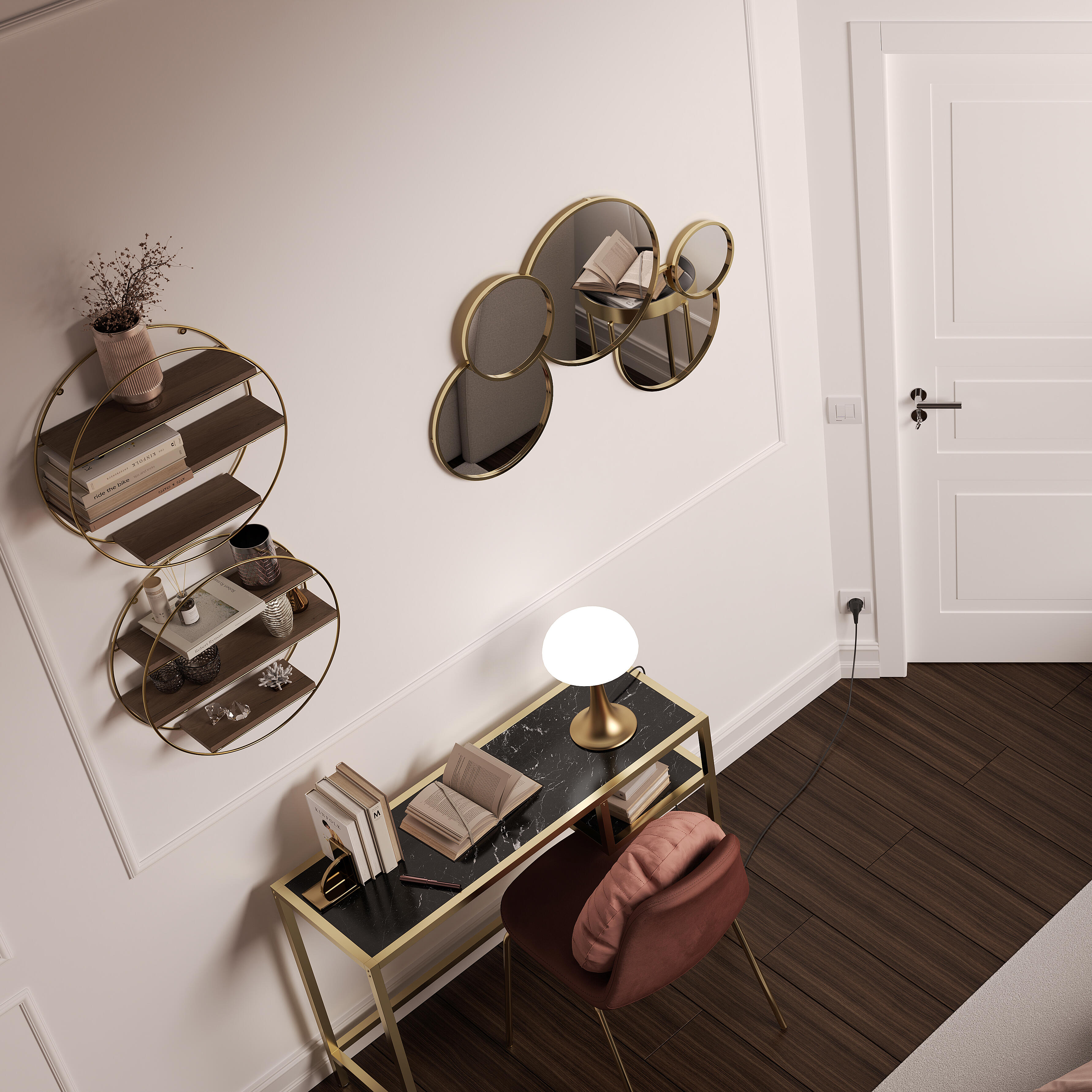 Specchio SATELLITE asimmetrico in metallo ottone 60 x 40 cm INSPIRE - 4