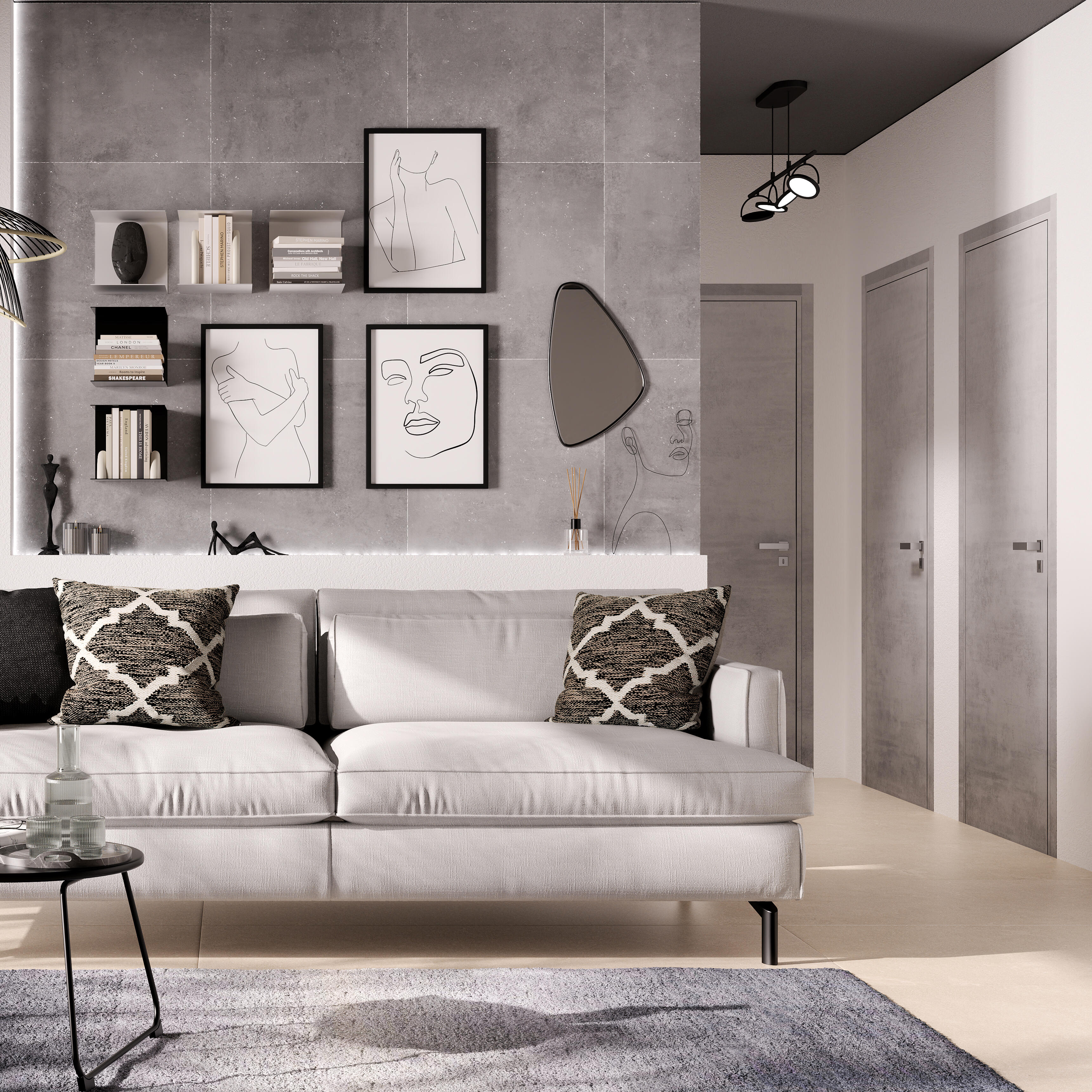 Specchio OGIVE asimmetrico in metallo nero 30 x 50 cm INSPIRE - 10