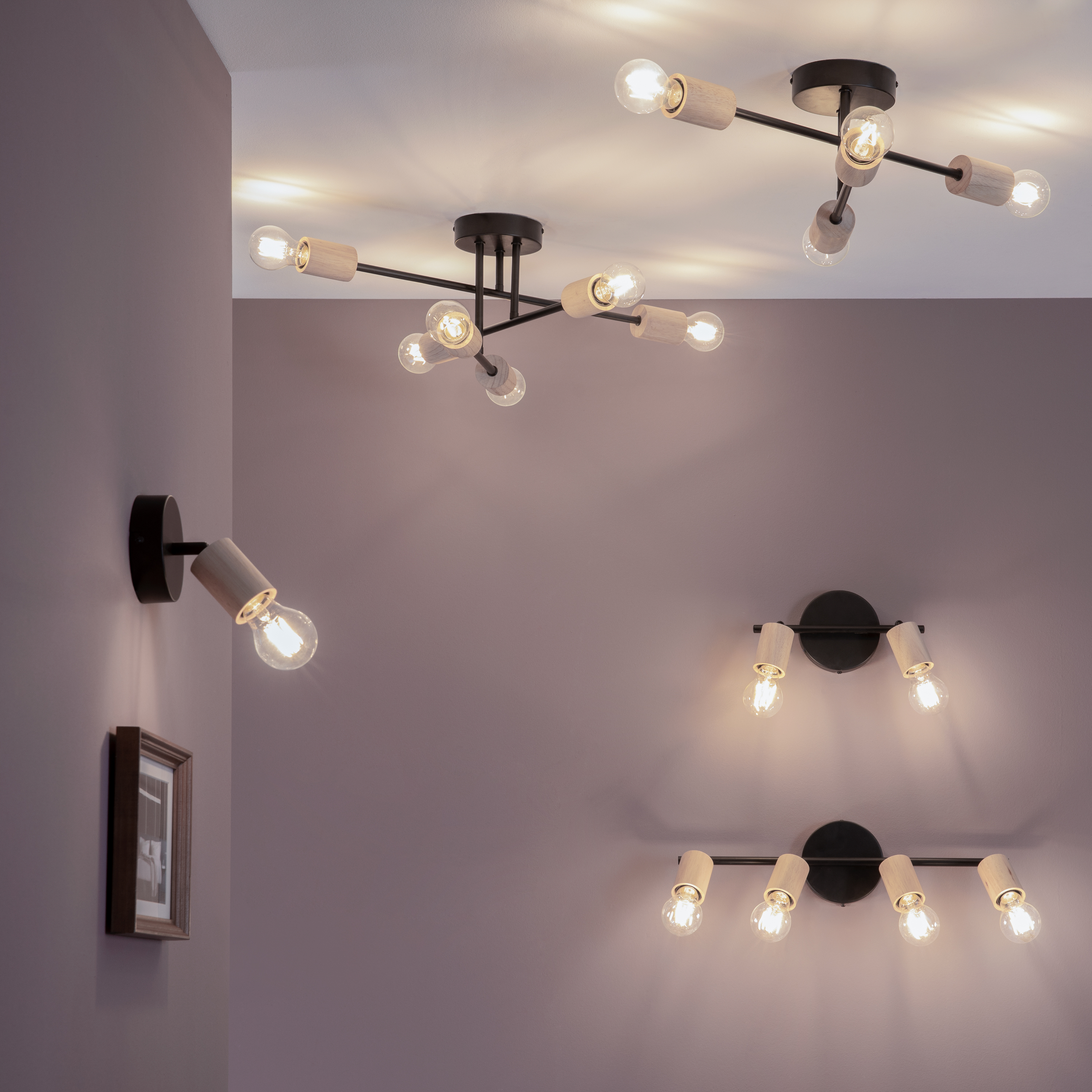 Lampa sufitowa Lina czarna bambus 6 x E27 Inspire - 11