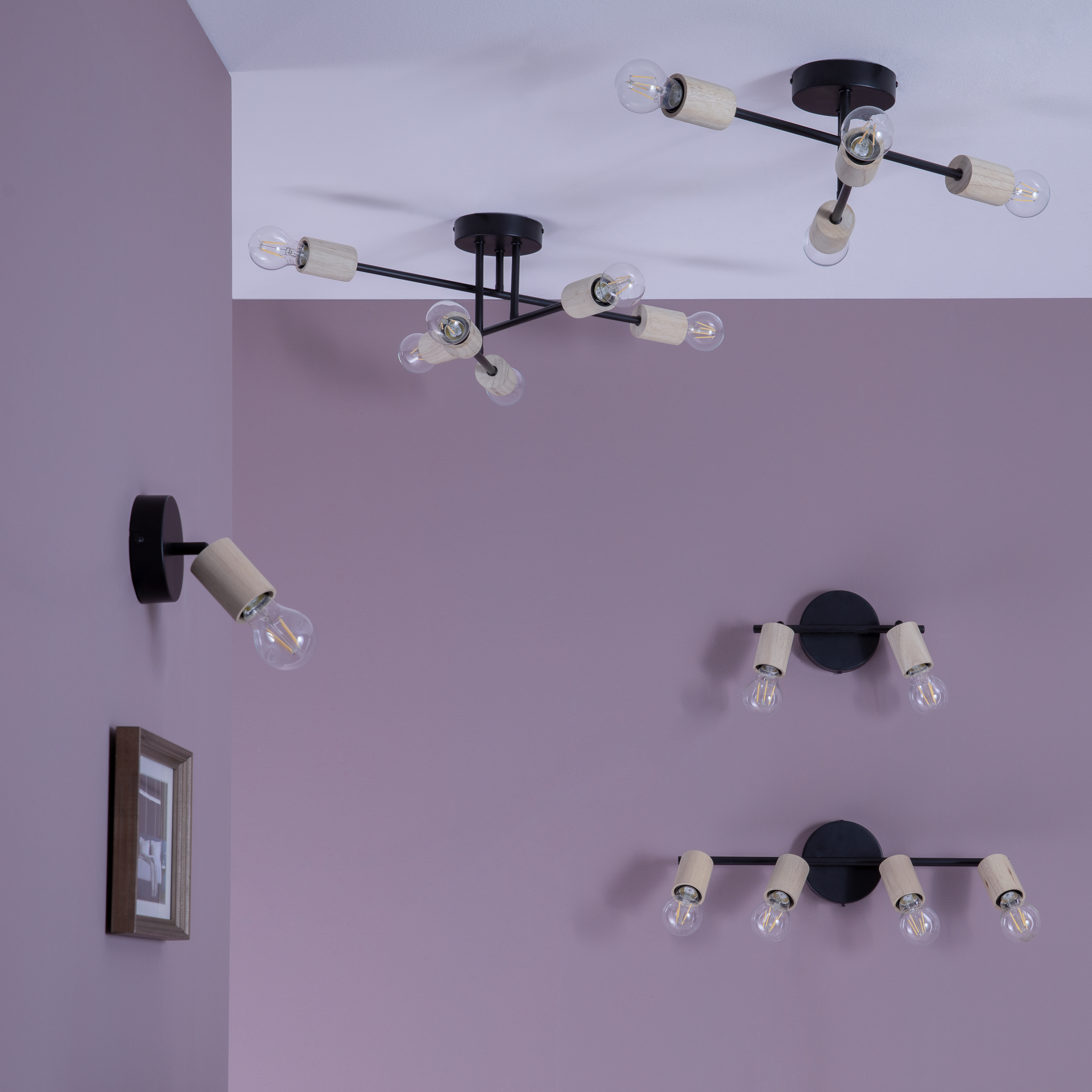 Lampa sufitowa Lina czarna bambus 6 x E27 Inspire - 10