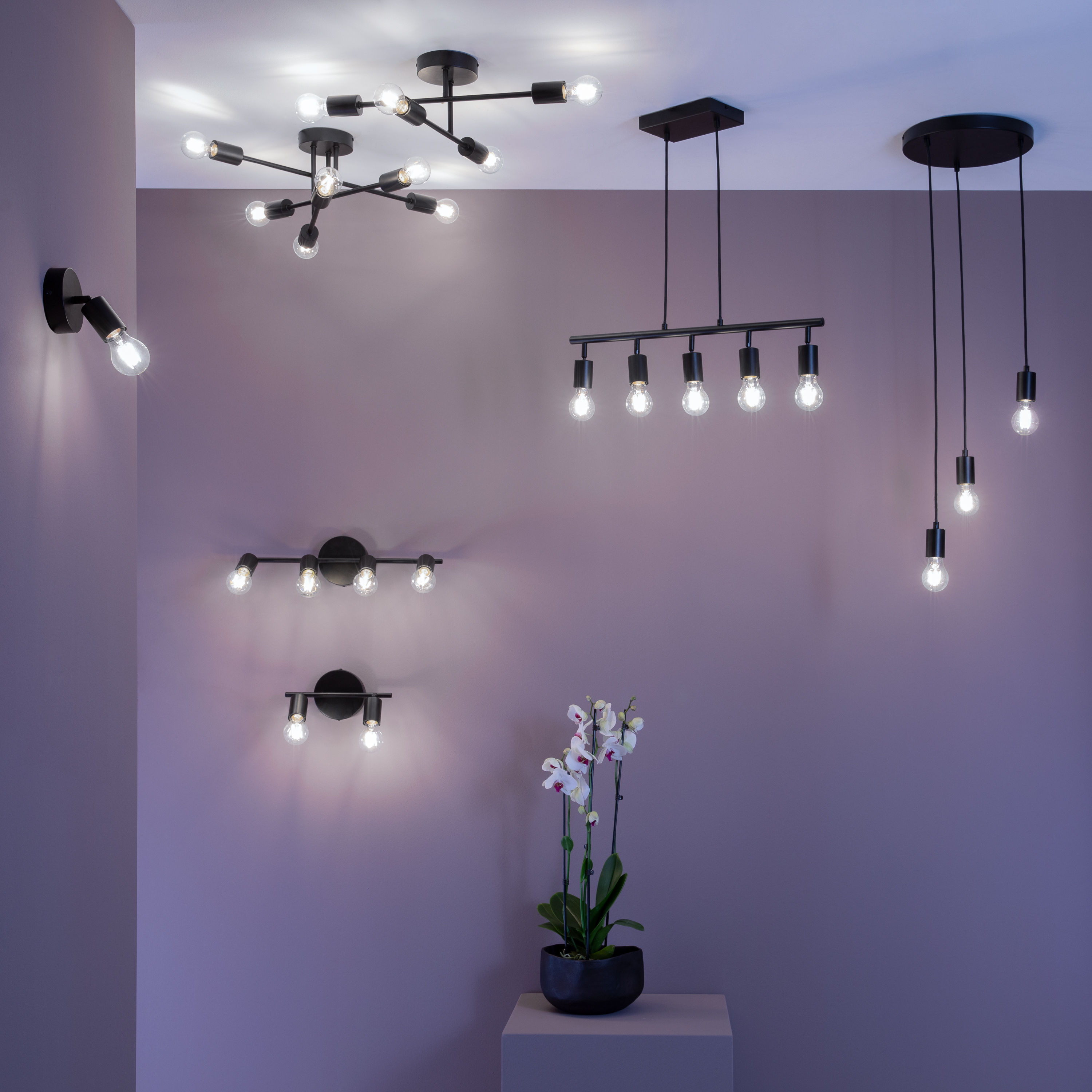 Listwa reflektorowa Lina czarna 4 x E27 Inspire - 12