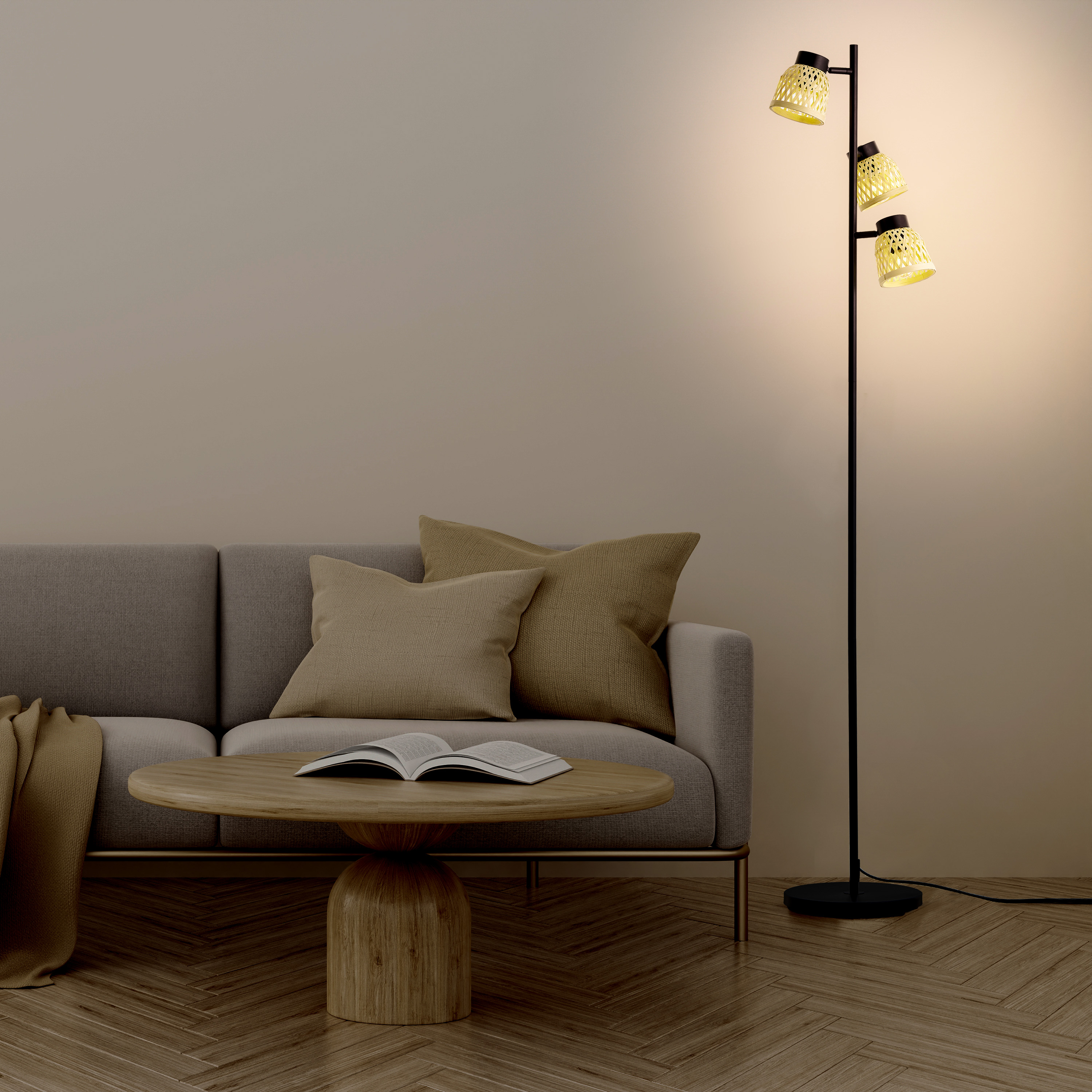 Lampa podłogowa Ninon czarna bambus E14 Inspire - 14