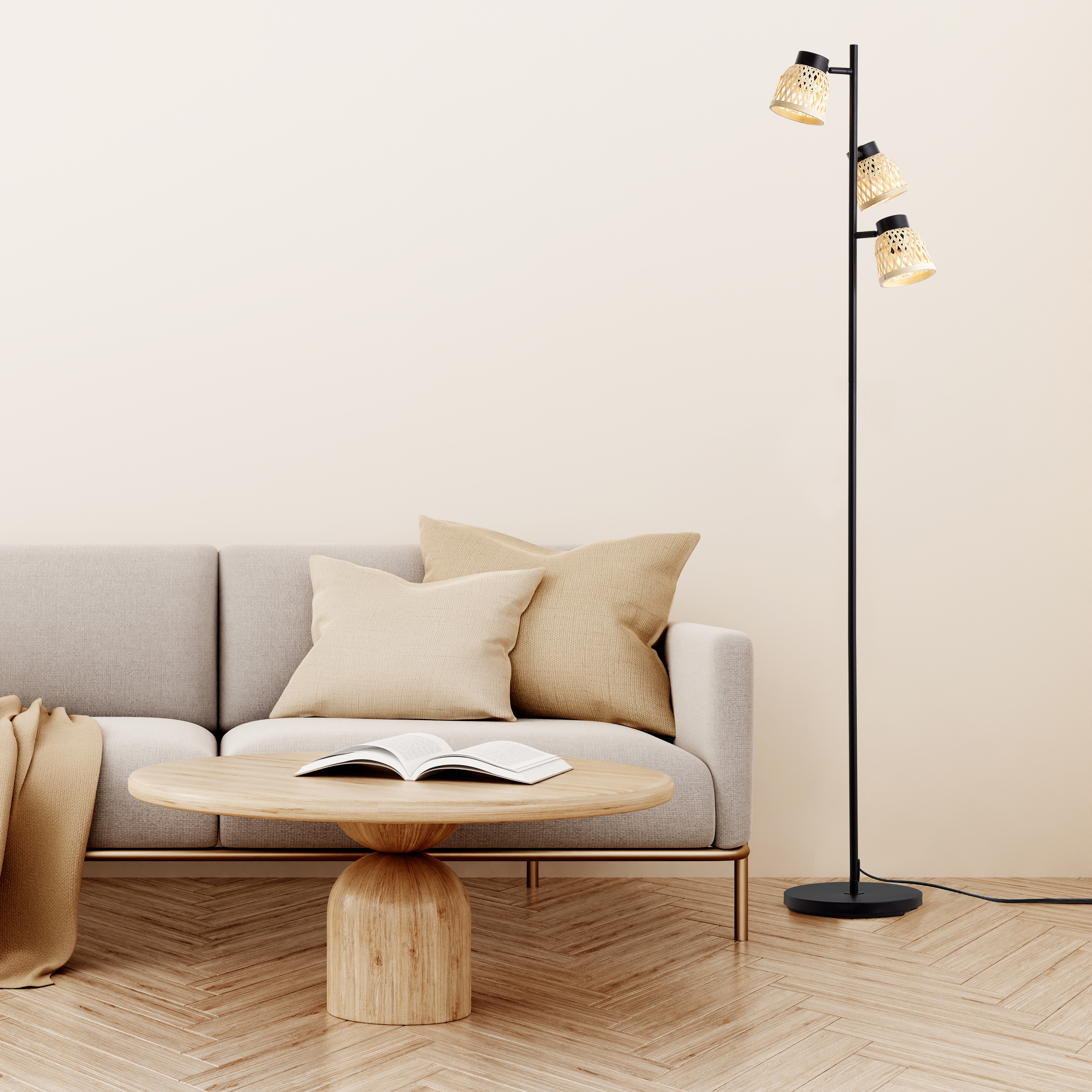 Lampa podłogowa Ninon czarna bambus E14 Inspire - 13