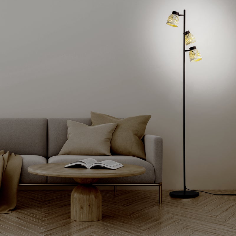 Lampa podłogowa Ninon czarna bambus E14 Inspire