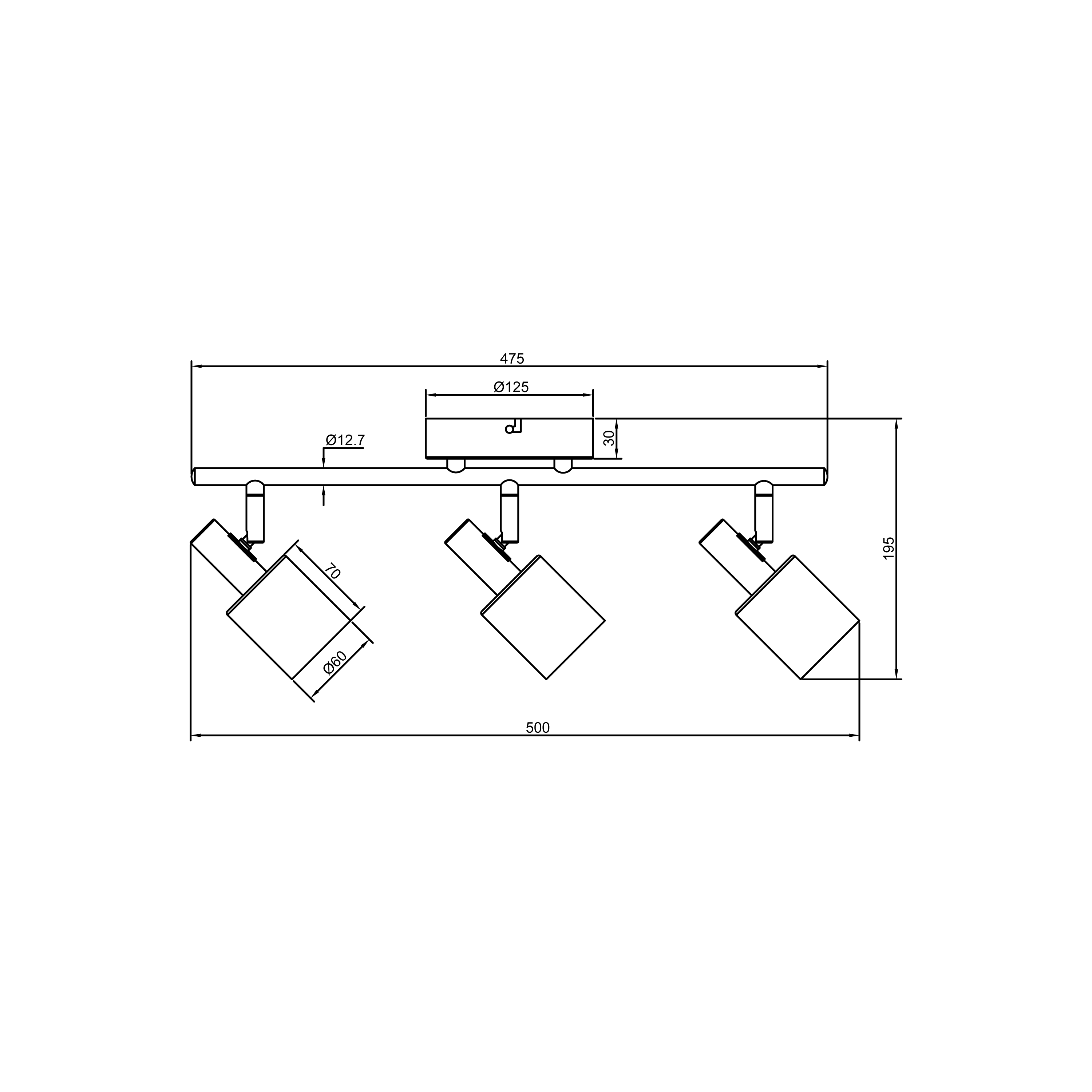 Listwa reflektorowa Vador czarna 3 x GU10 Inspire - 13