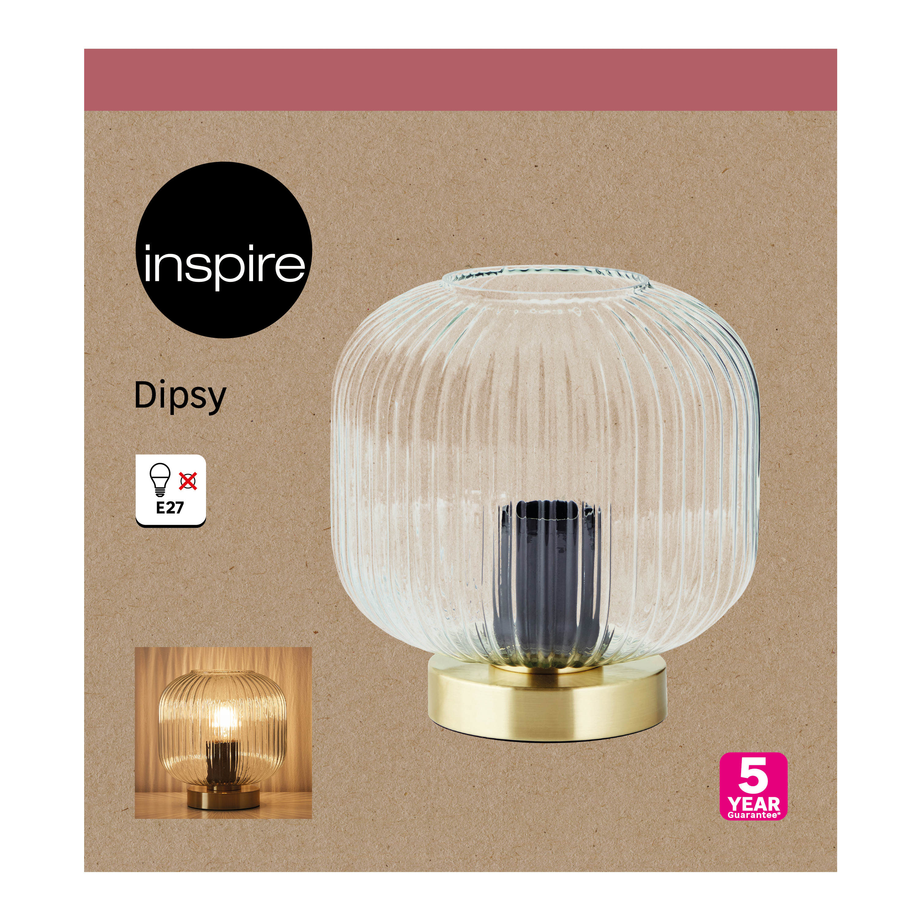 Lampe Dipsy, acier, transparent, H.21.5 cm INSPIRE, E27 - 7