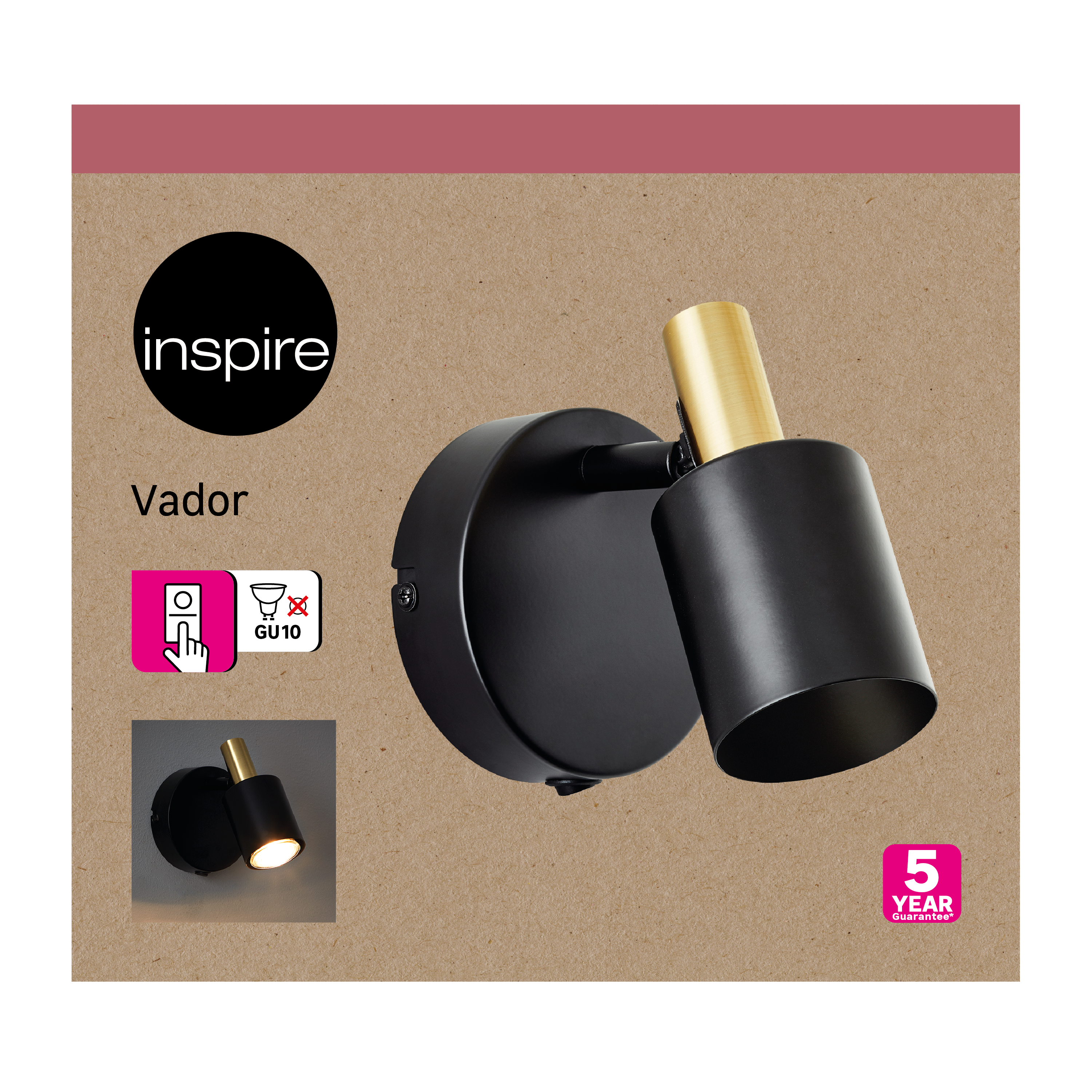 Spot Vador, produit sans abat-jour noir, GU10, INSPIRE - 12