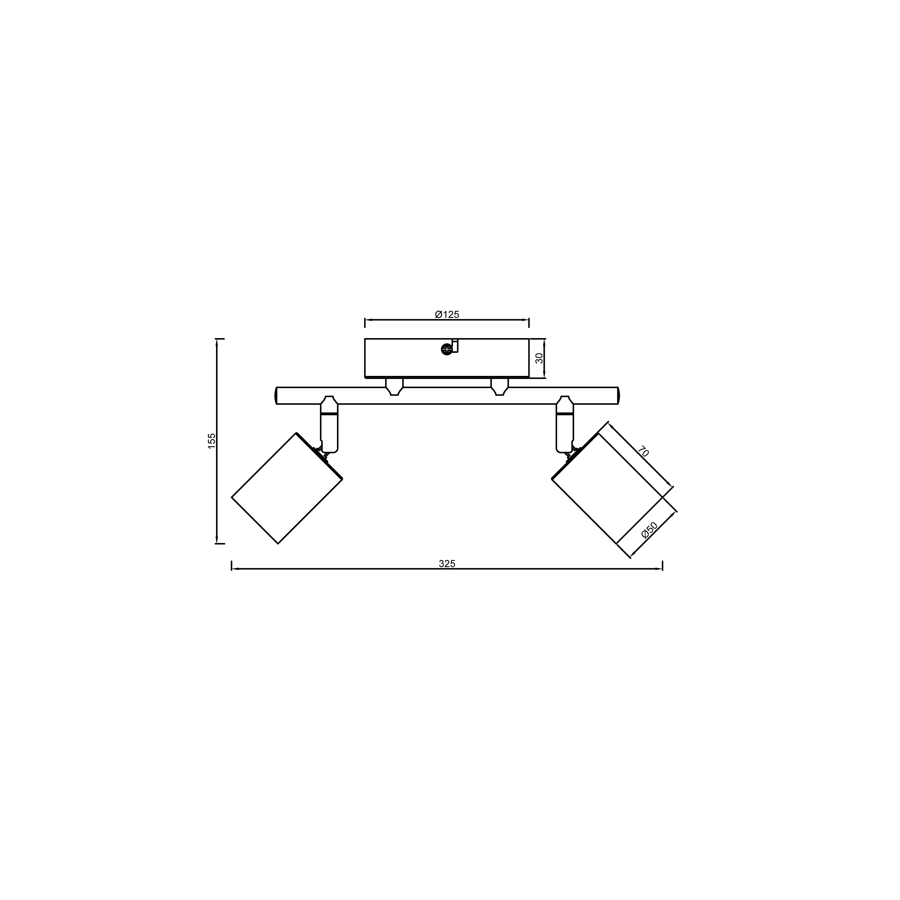 Rampe 2 spots Lina, produit sans abat-jour produit sans abat-jour, E27, INSPIRE - 4