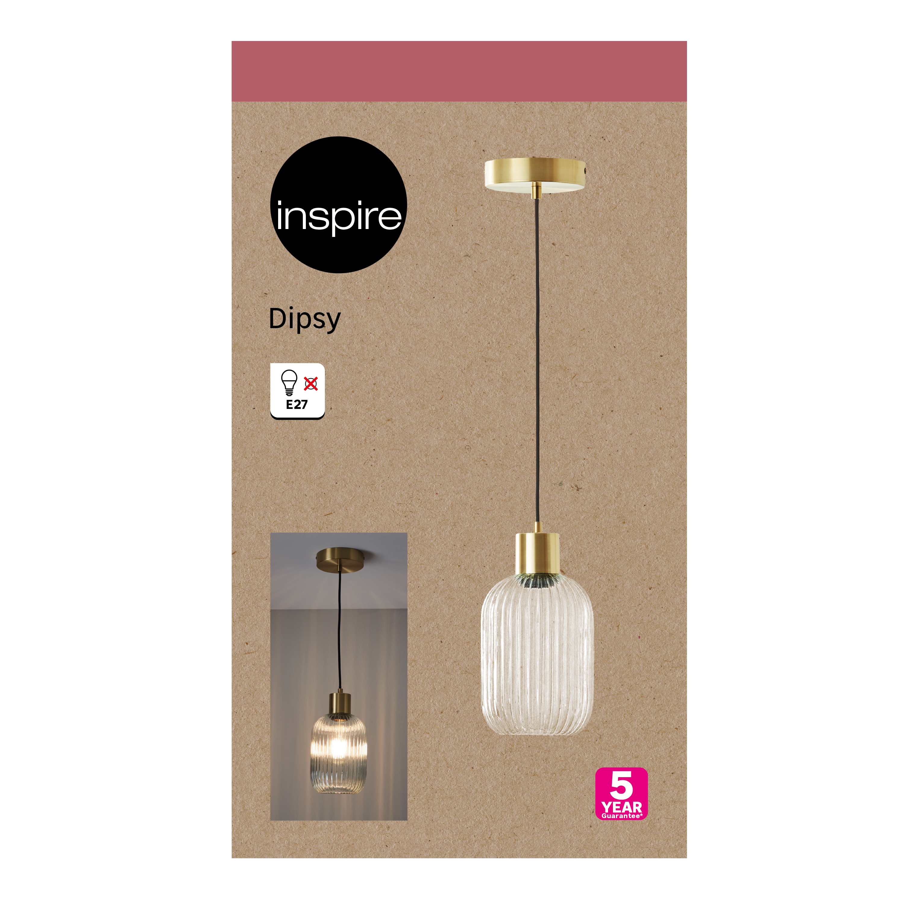 Suspension Dipsy acier, transparent, Diam.14 cm INSPIRE, E27 - 10