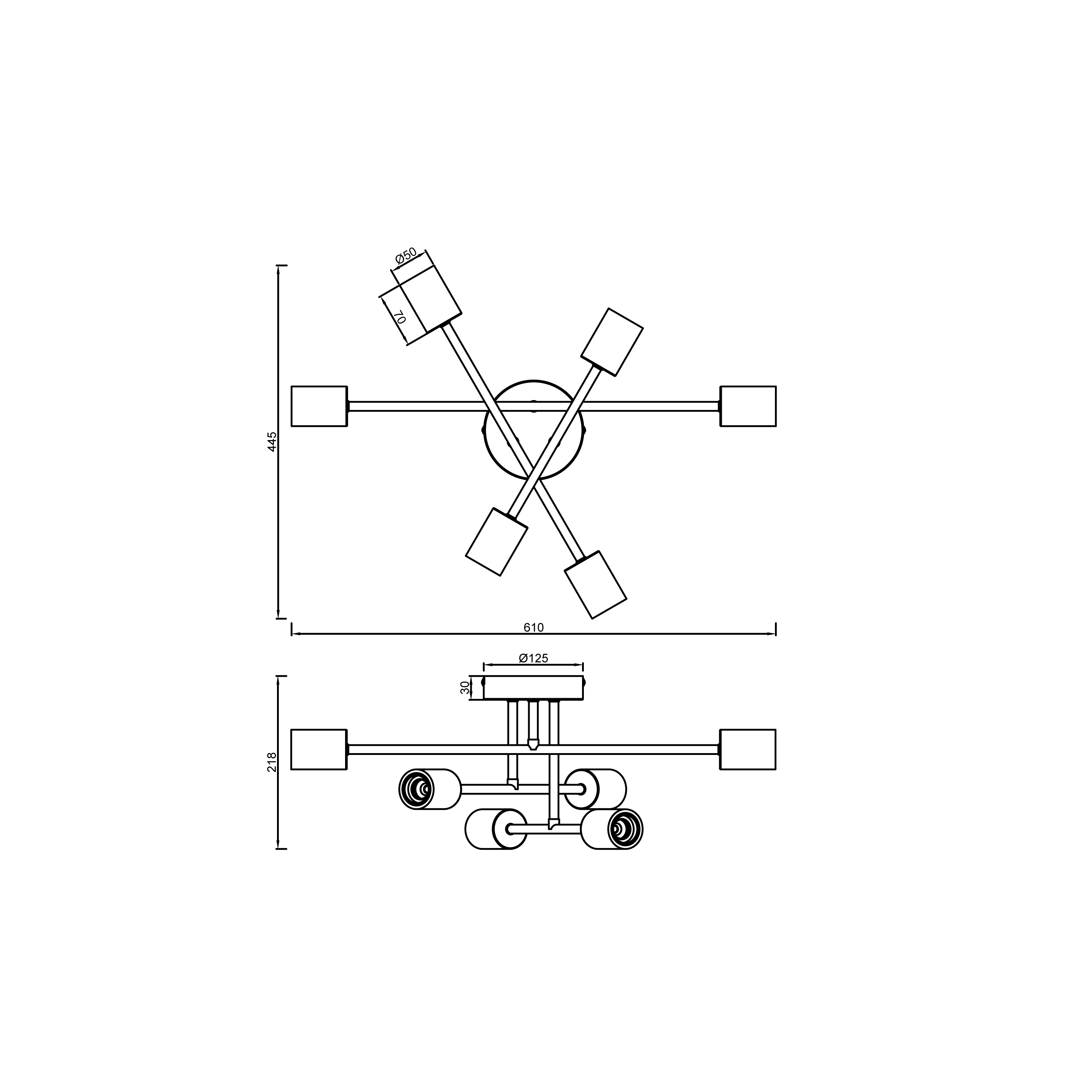 Lampa sufitowa Lina czarna bambus 6 x E27 Inspire - 13