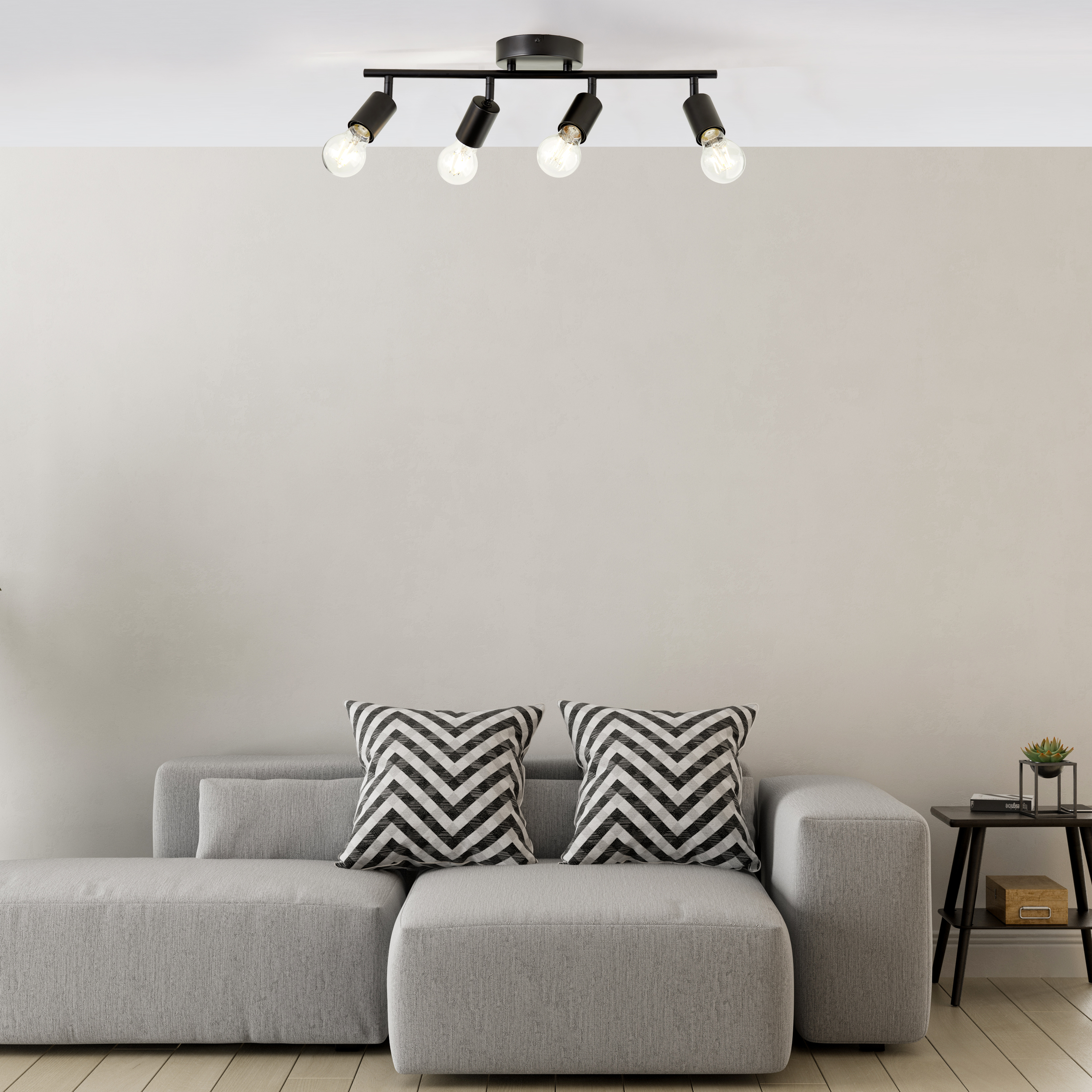 Rampe 4 spots, métal noir, E27, INSPIRE Lina - 5