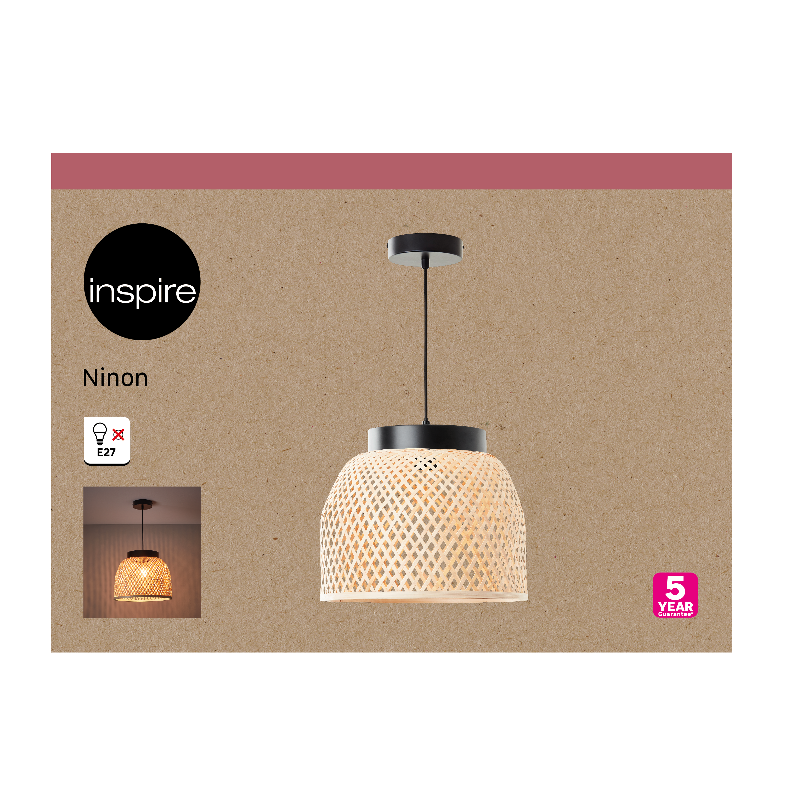Suspension Ninon acier, beige, Diam.35 cm INSPIRE, E27 - 9