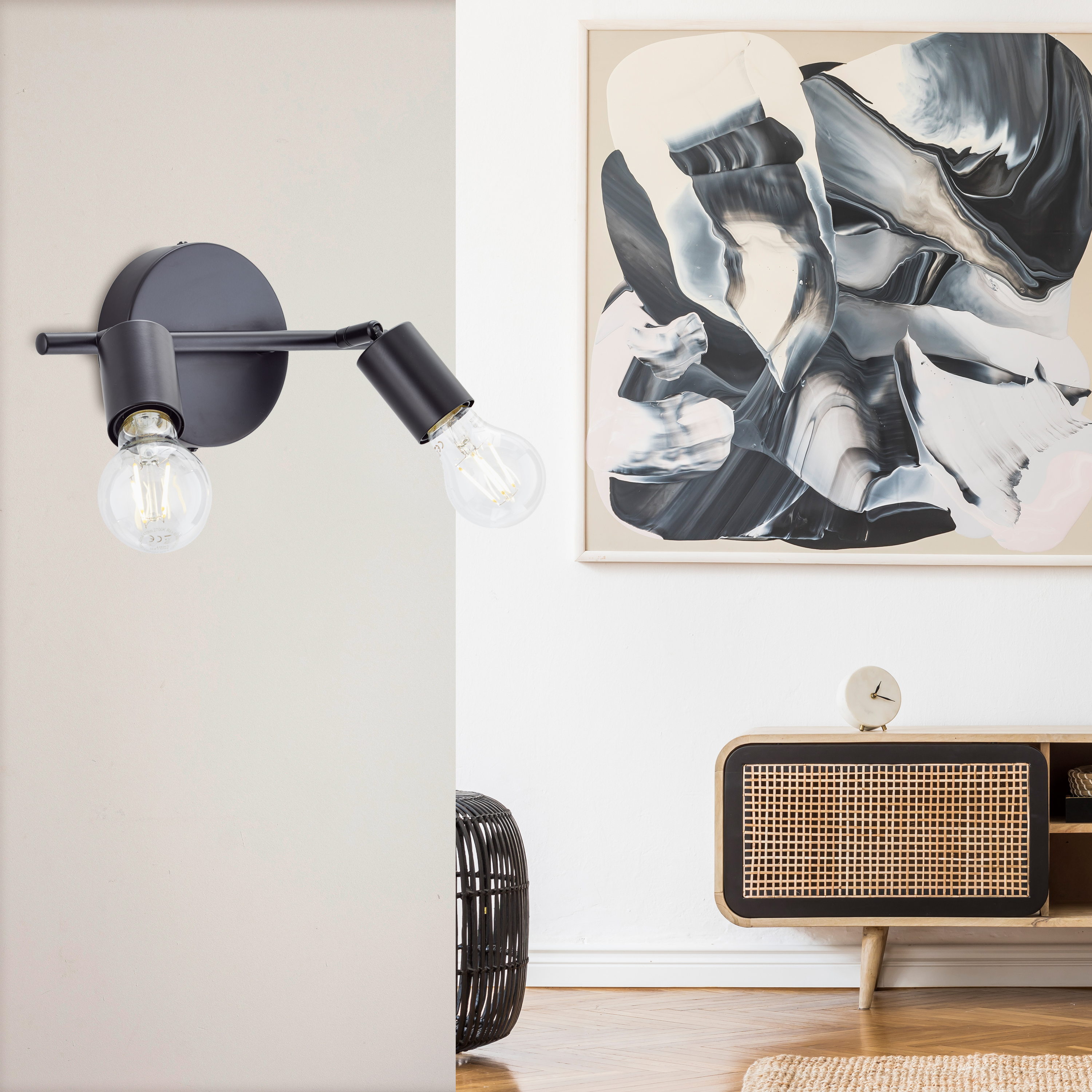 Faretto decorativo senza fonte luminosa LINA in acciaio nero E27 40W INSPIRE 2 luci - 11