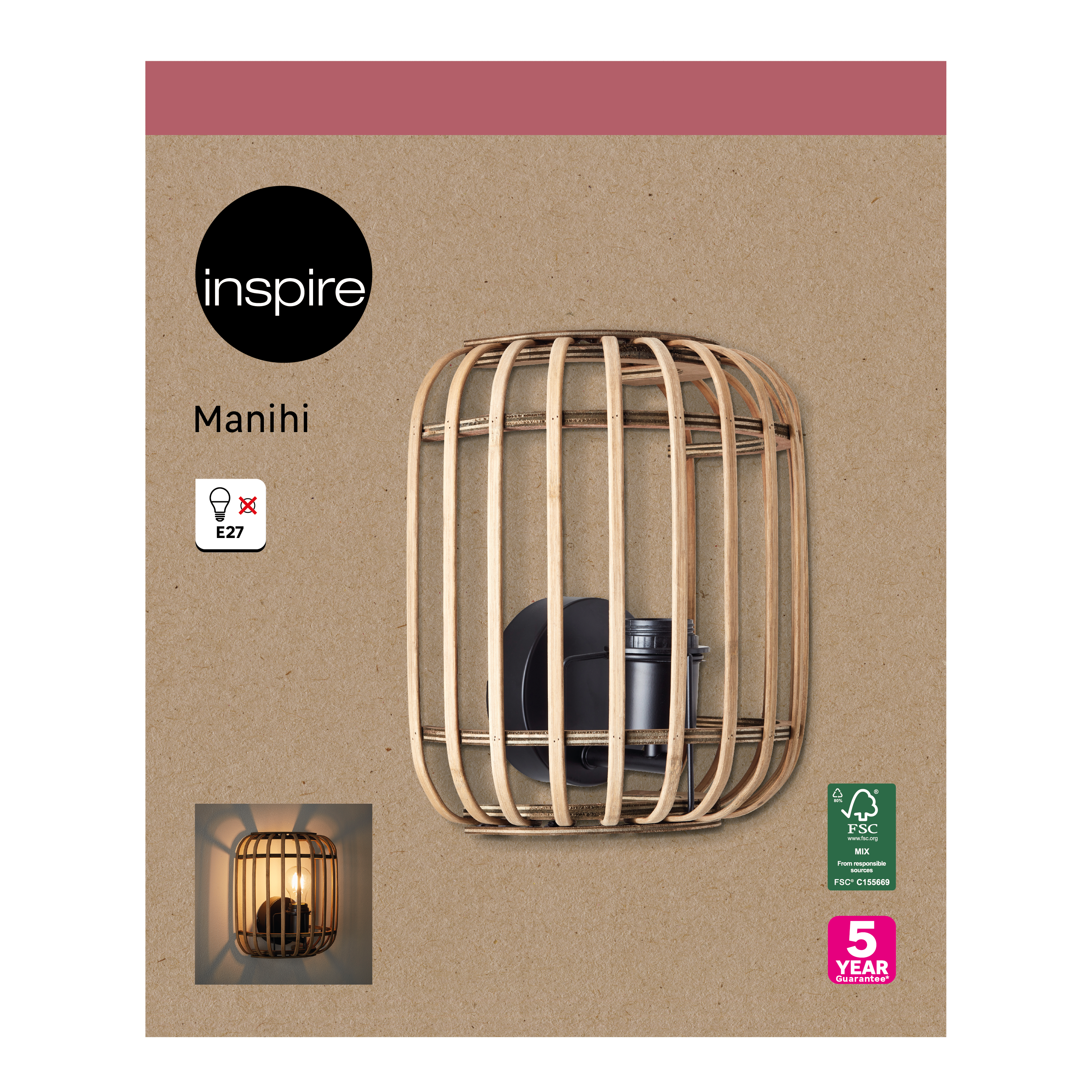Aplique Manihi Inspire E27 Bambu - 7