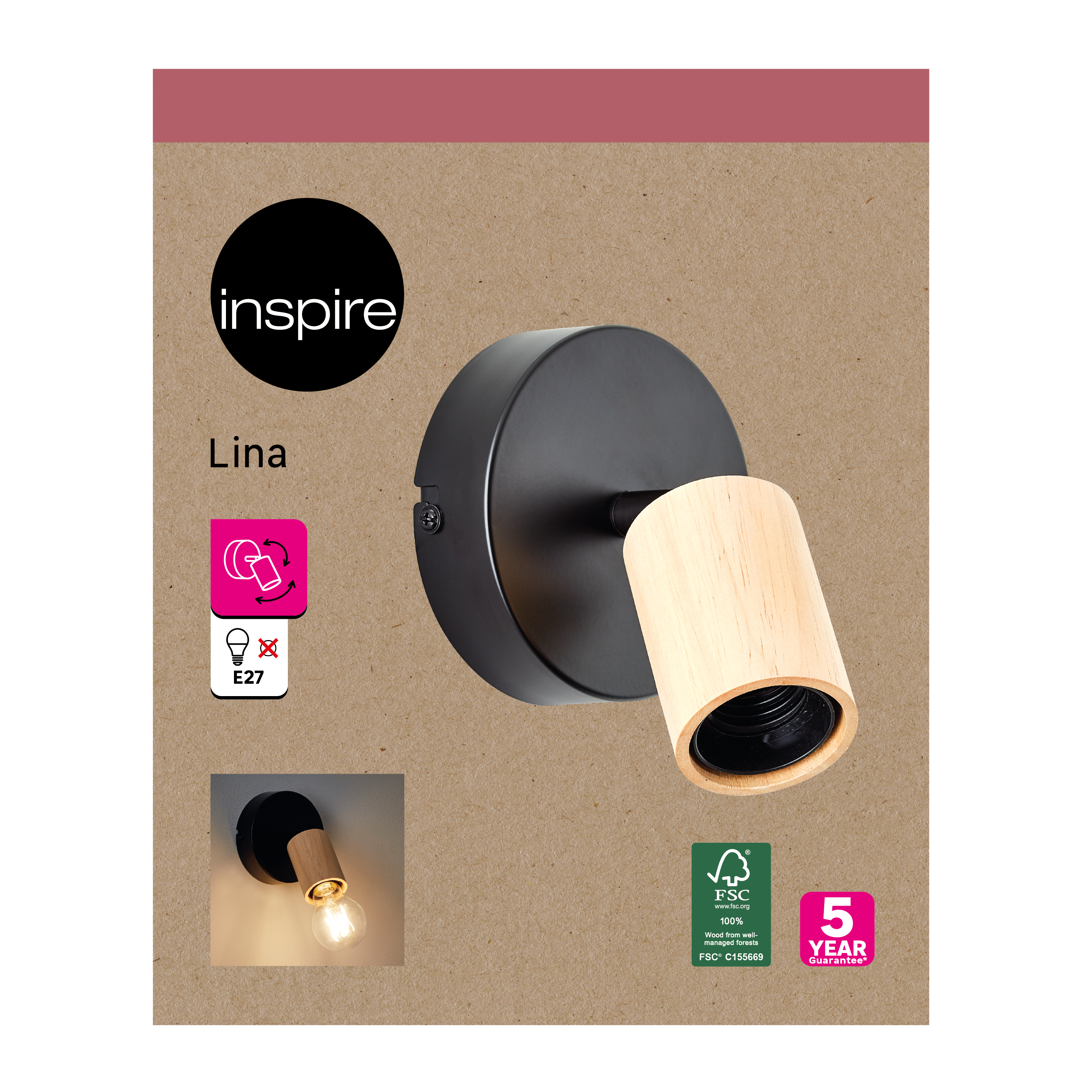 Spot Lina, produit sans abat-jour produit sans abat-jour, E27, INSPIRE - 6