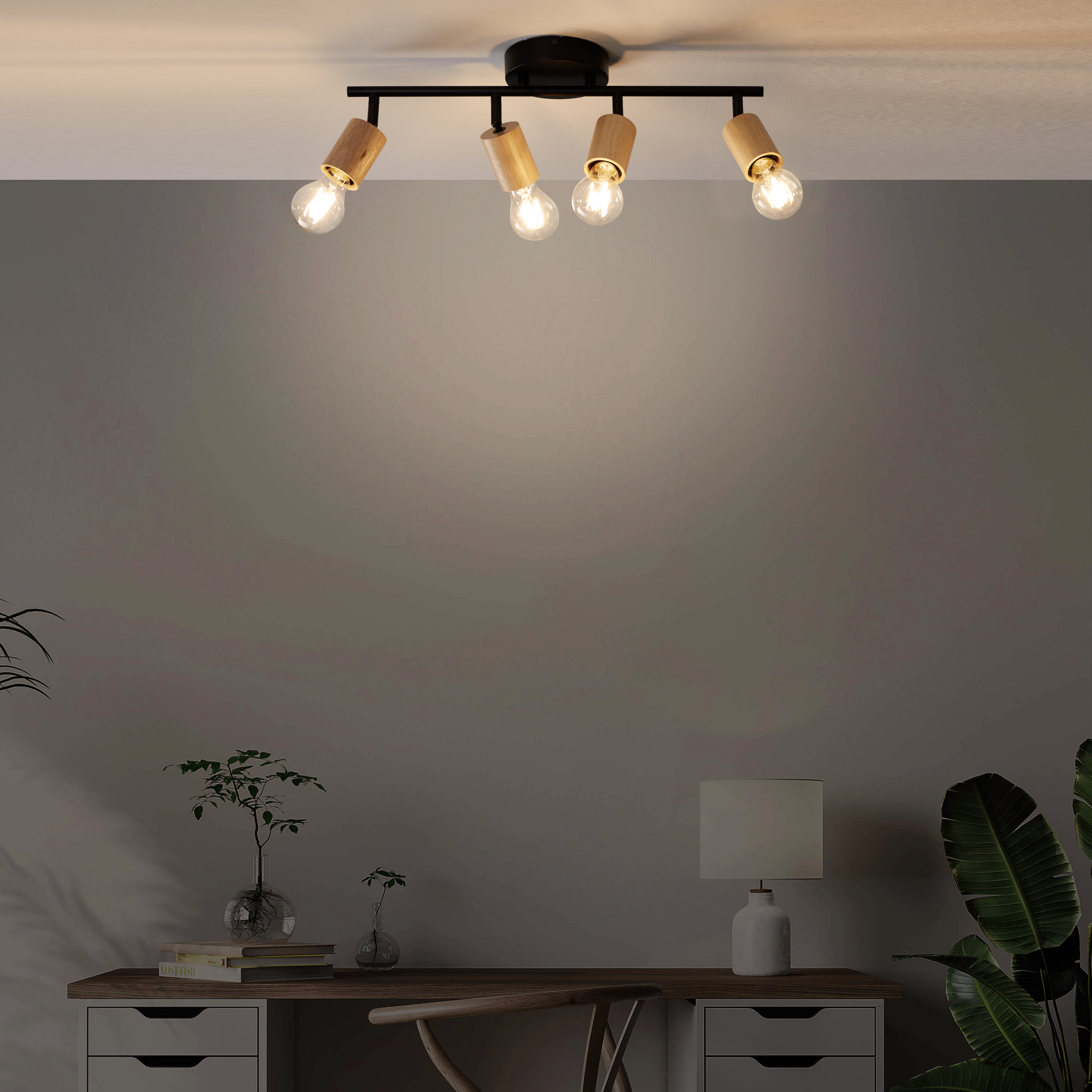 Faretto decorativo senza fonte luminosa LINA in acciaio nero E27 40W INSPIRE 4 luci - 6